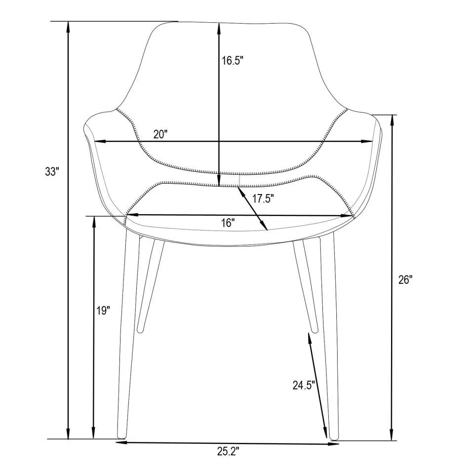 LeisureMod Markley Modern Leather Dining Arm Chair With Gold Metal Legs - ECG26G - Image 5