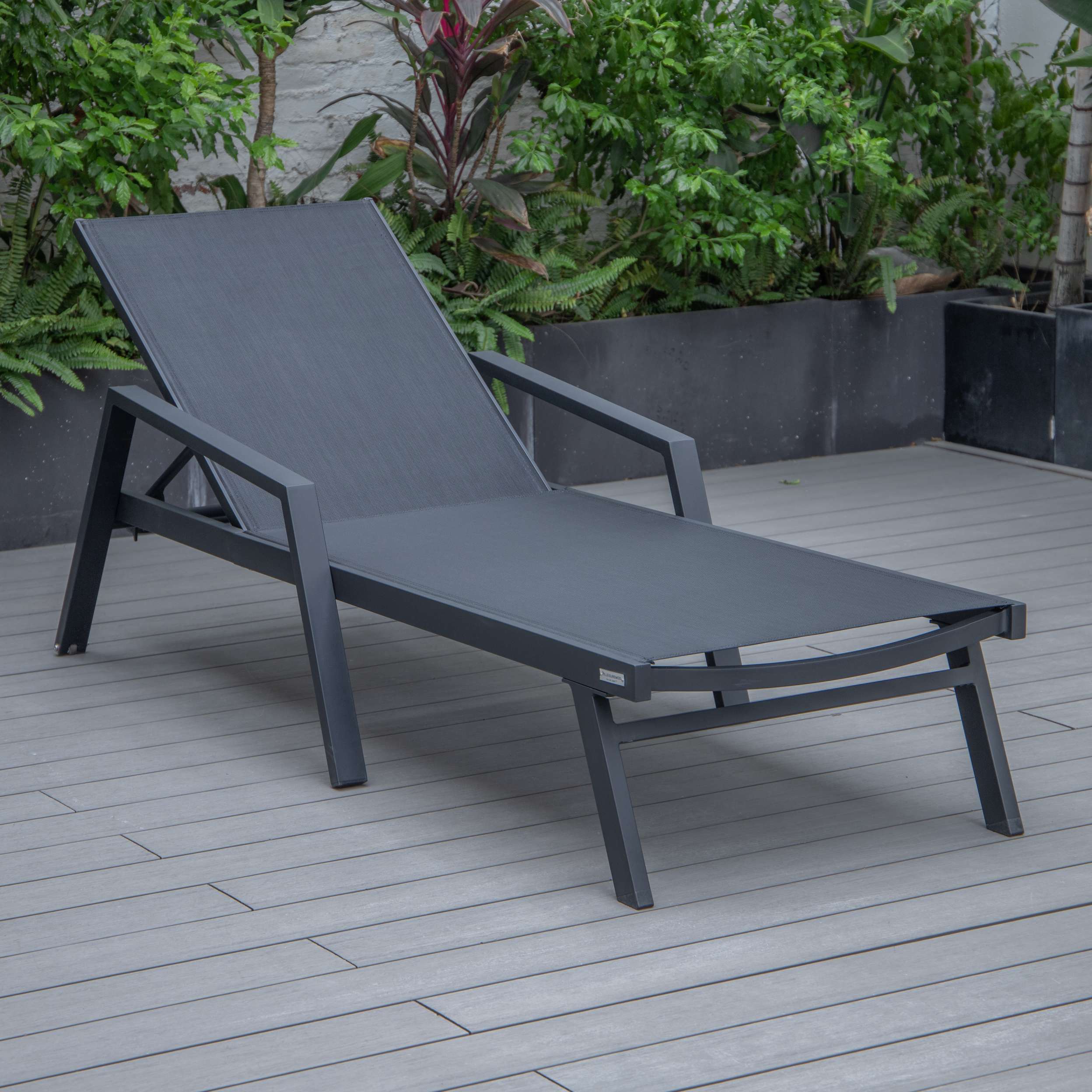 LeisureMod Marlin Modern Aluminum Outdoor Patio Chaise Lounge Chair With Arms Set of 2 - MLABLCF21-77BL2 - Image 12