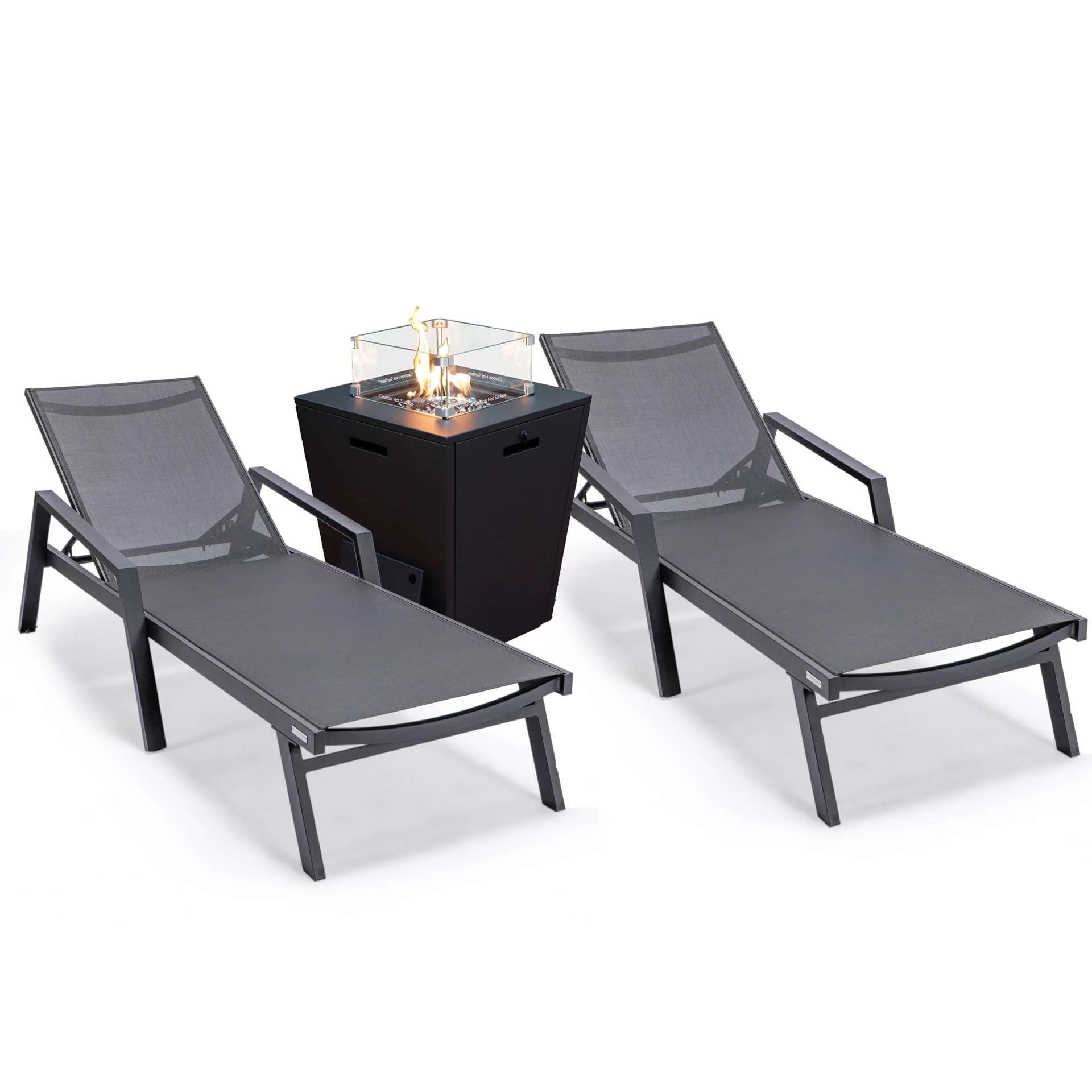 LeisureMod Marlin Modern Aluminum Outdoor Patio Chaise Lounge Chair With Arms Set of 2 - MLABLCF21-77BL2 - Image 2