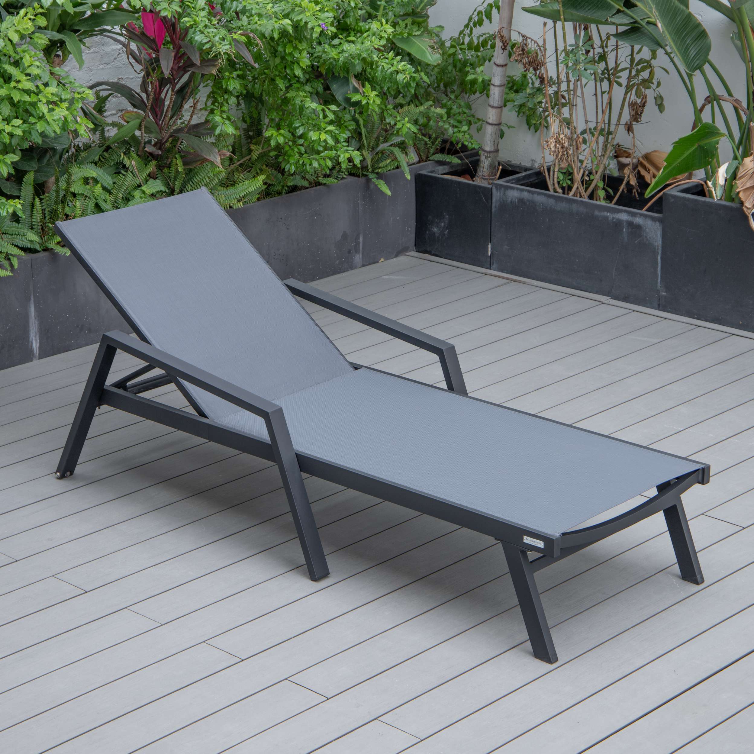LeisureMod Marlin Modern Aluminum Outdoor Patio Chaise Lounge Chair With Arms Set of 2 - MLABLCF21-77BL2 - Image 37