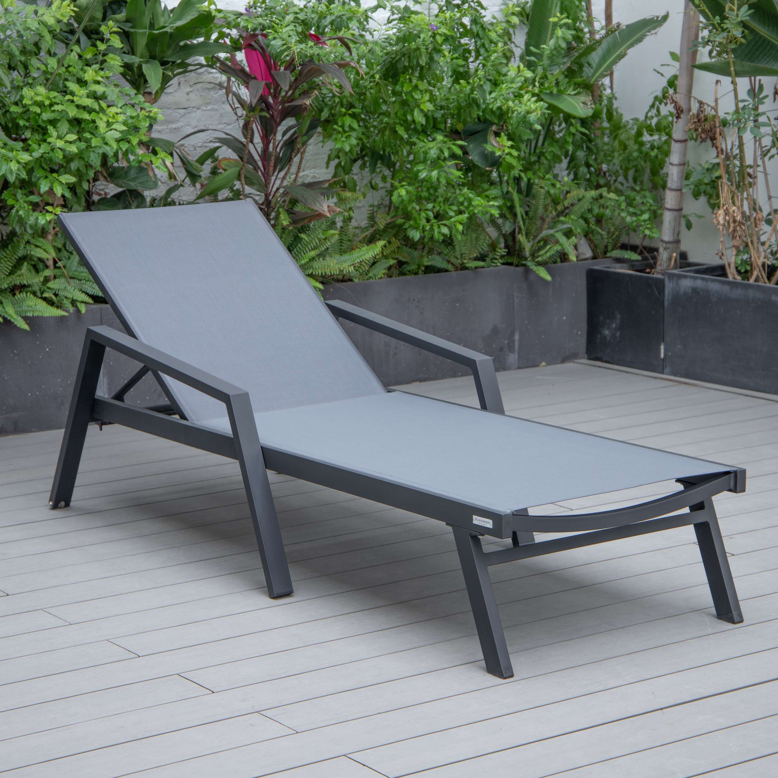LeisureMod Marlin Modern Aluminum Outdoor Patio Chaise Lounge Chair With Arms Set of 2 - MLABLCF21-77BL2 - Image 38