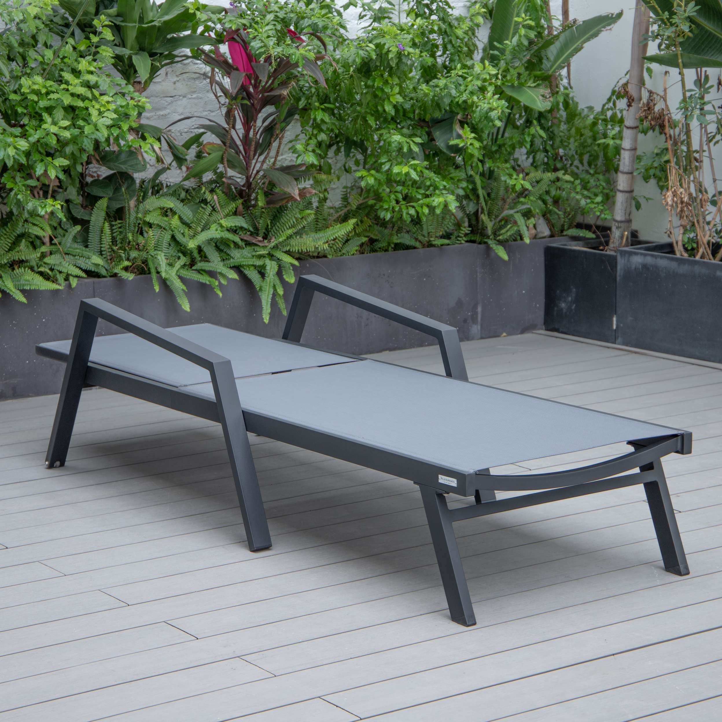 LeisureMod Marlin Modern Aluminum Outdoor Patio Chaise Lounge Chair With Arms Set of 2 - MLABLCF21-77BL2 - Image 39
