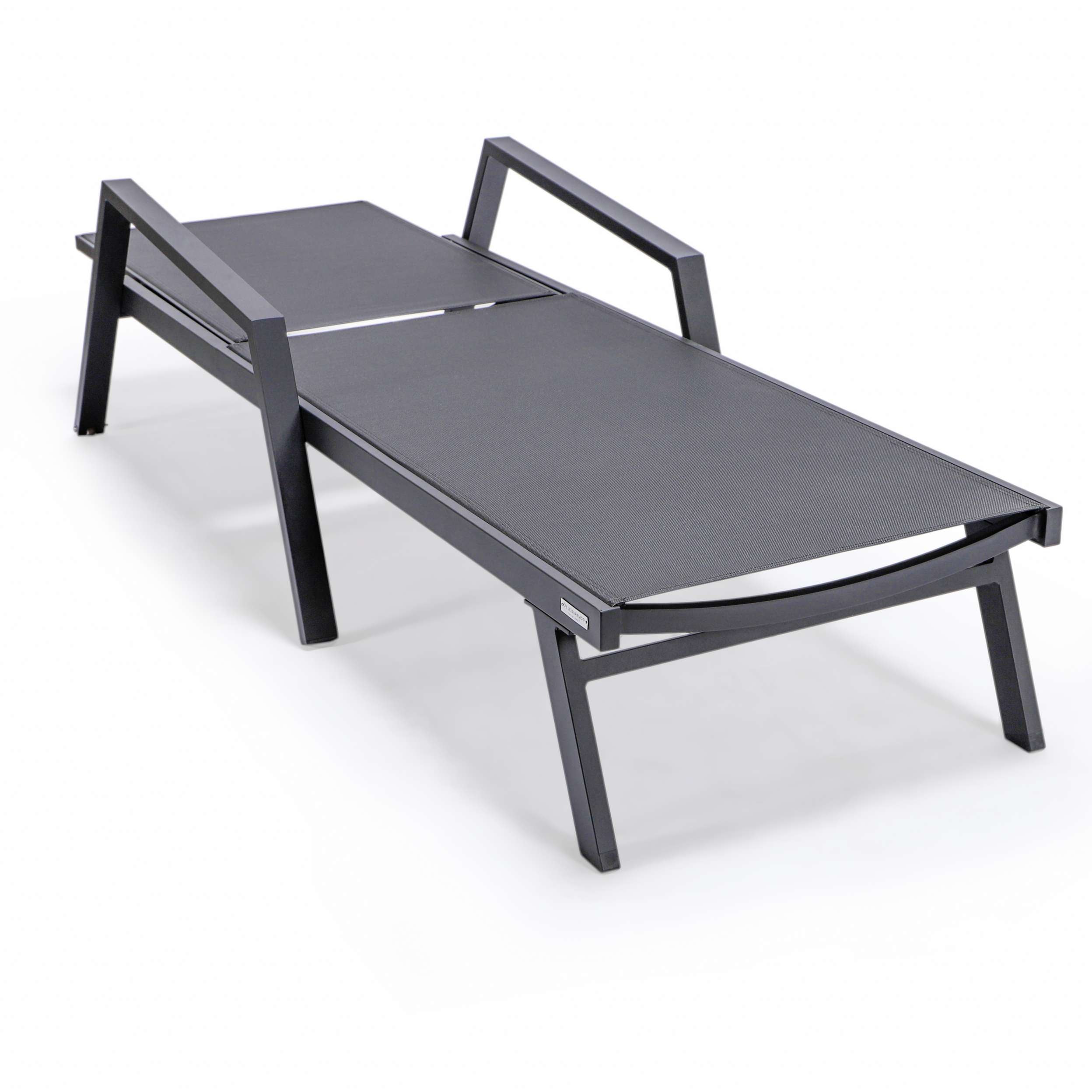 LeisureMod Marlin Modern Aluminum Outdoor Patio Chaise Lounge Chair With Arms Set of 2 - MLABLCF21-77BL2 - Image 7