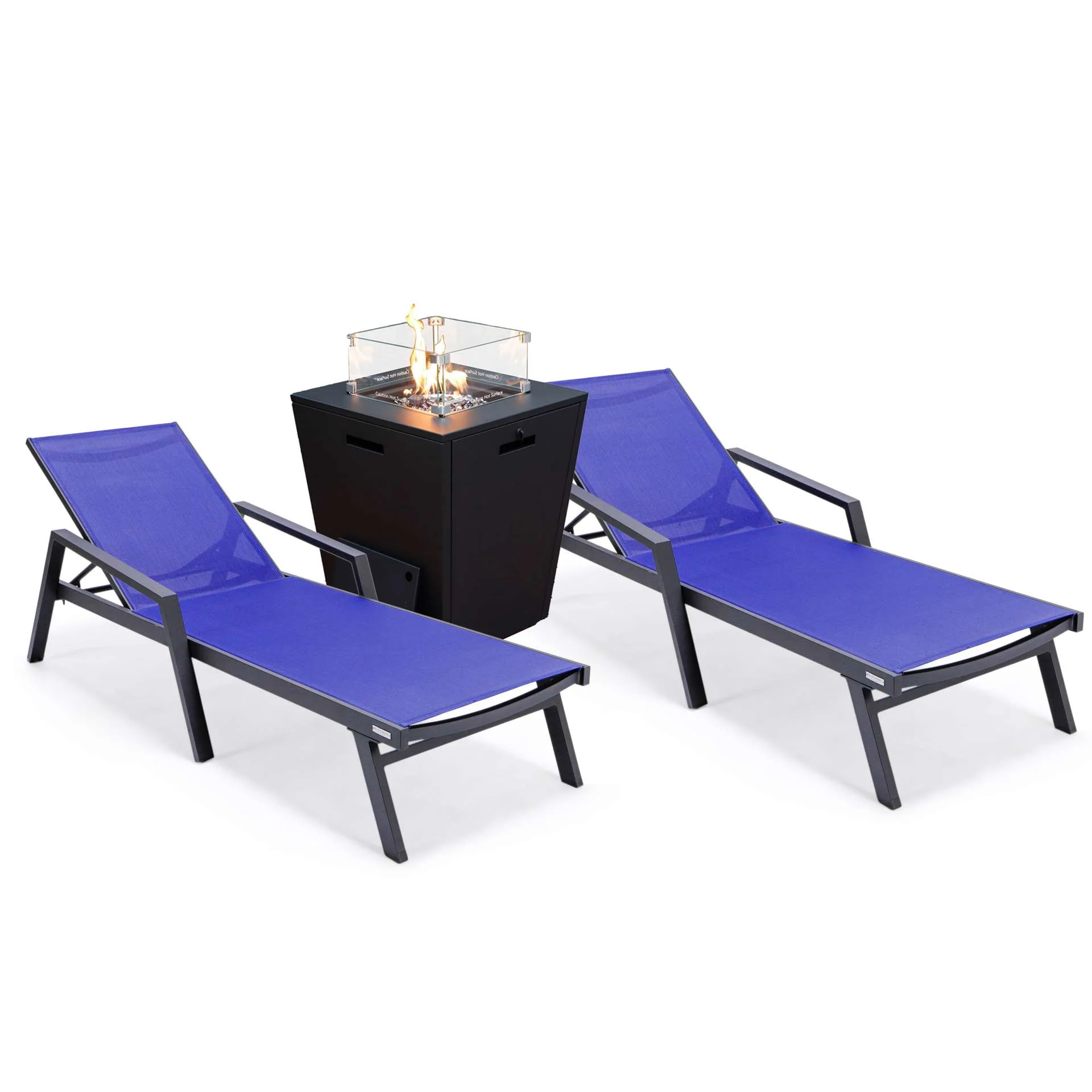 LeisureMod Marlin Modern Aluminum Outdoor Patio Chaise Lounge Chair With Arms Set of 2 - MLABLCF21-77BL2 - Image 73