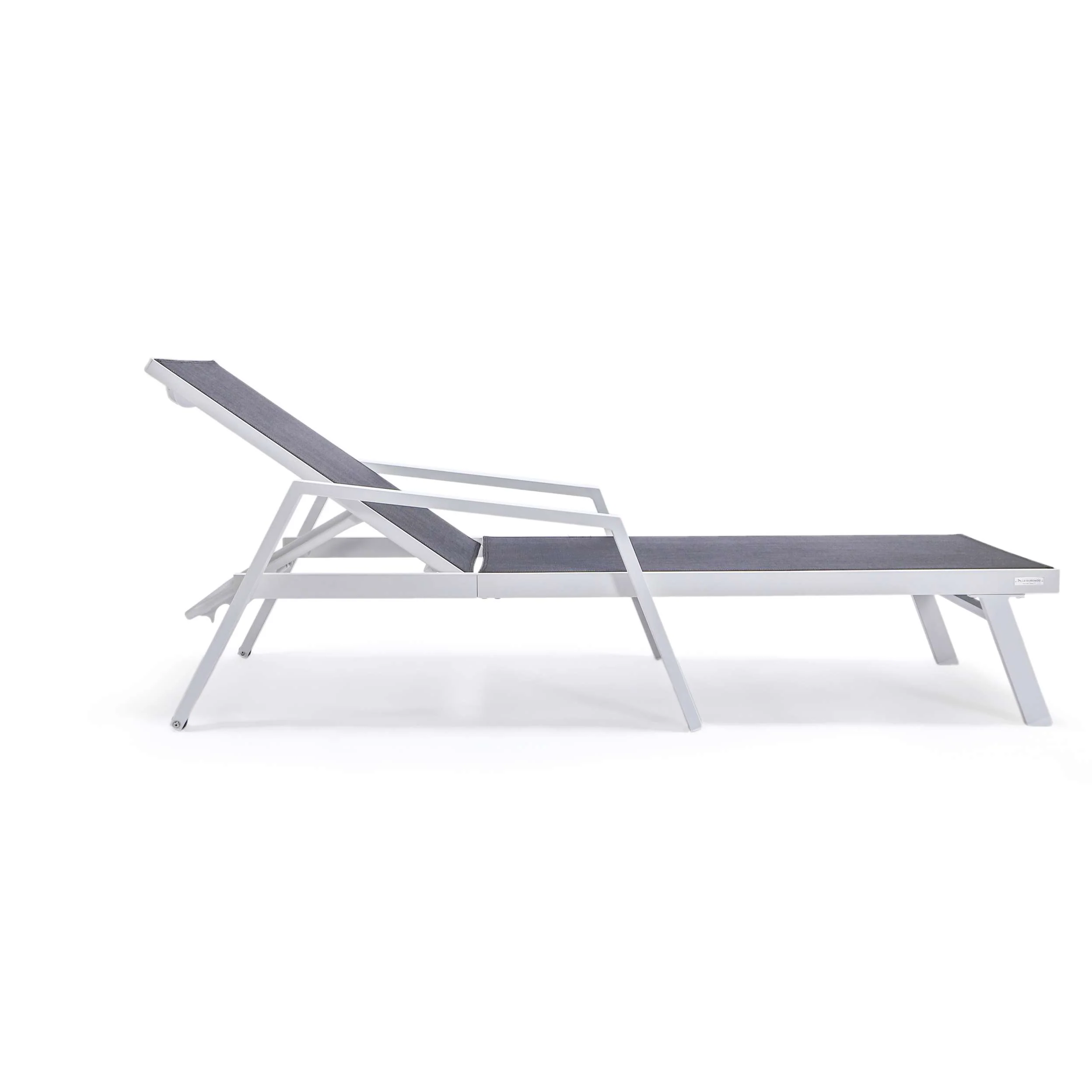 LeisureMod Marlin Modern Aluminum Outdoor Patio Chaise Lounge Chair With Arms Set of 2 - MLAWCF21-77BL2 - Image 5