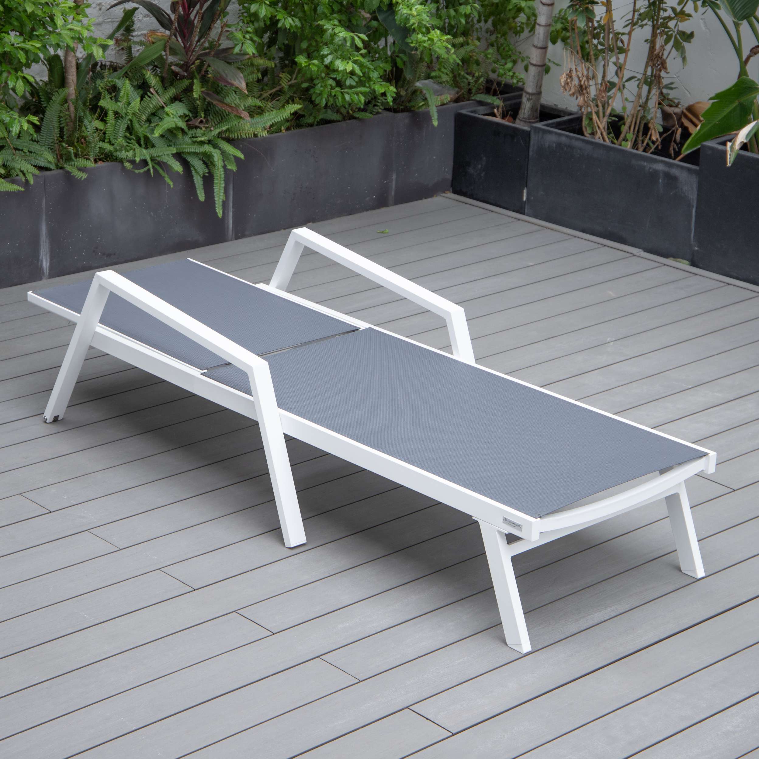 LeisureMod Marlin Modern Aluminum Outdoor Patio Chaise Lounge Chair With Arms Set of 2 - MLAWCF21-77BL2 - Image 53