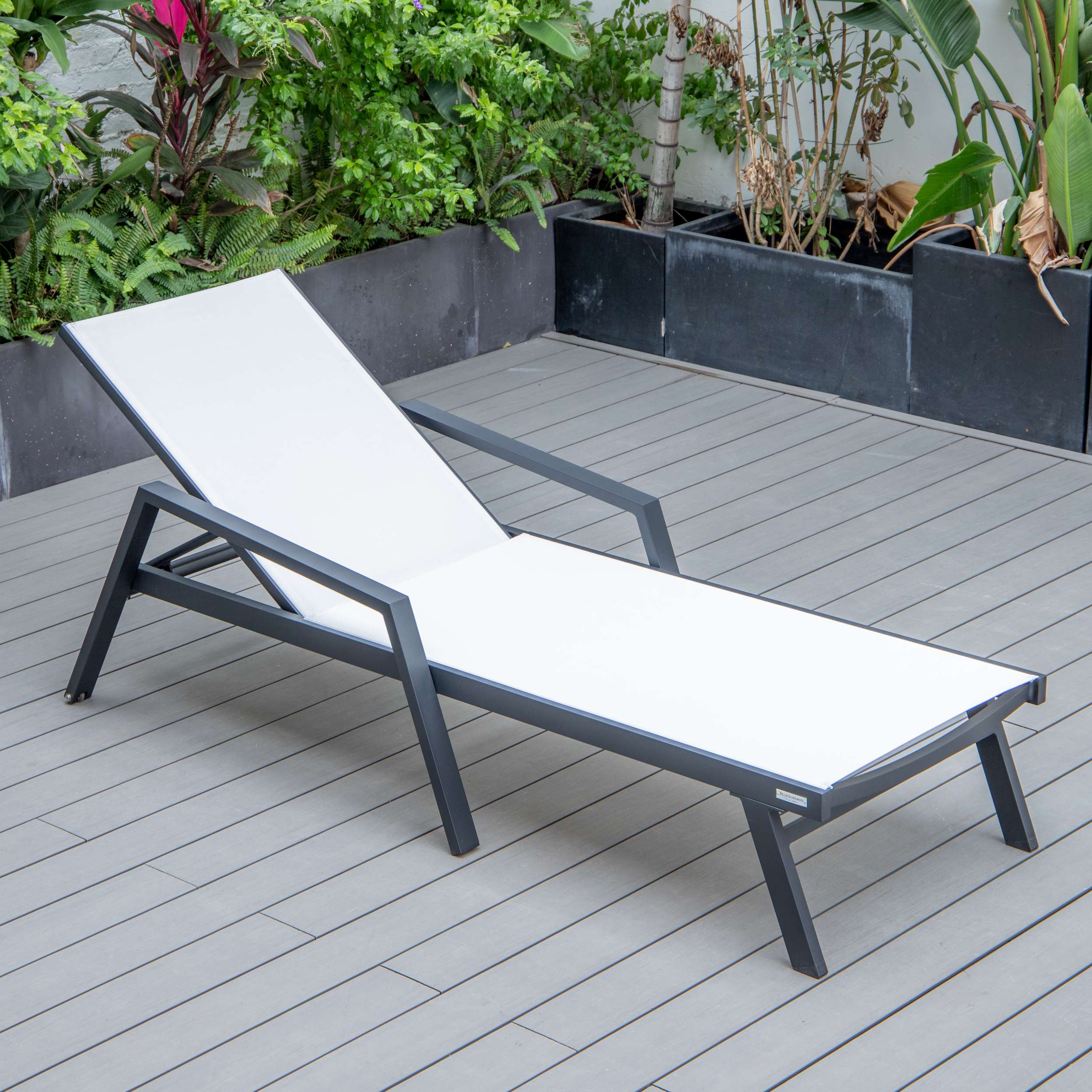 LeisureMod Marlin Modern Black Aluminum Outdoor Patio Chaise Lounge Chair - MLABLCF21-77BL - Image 127