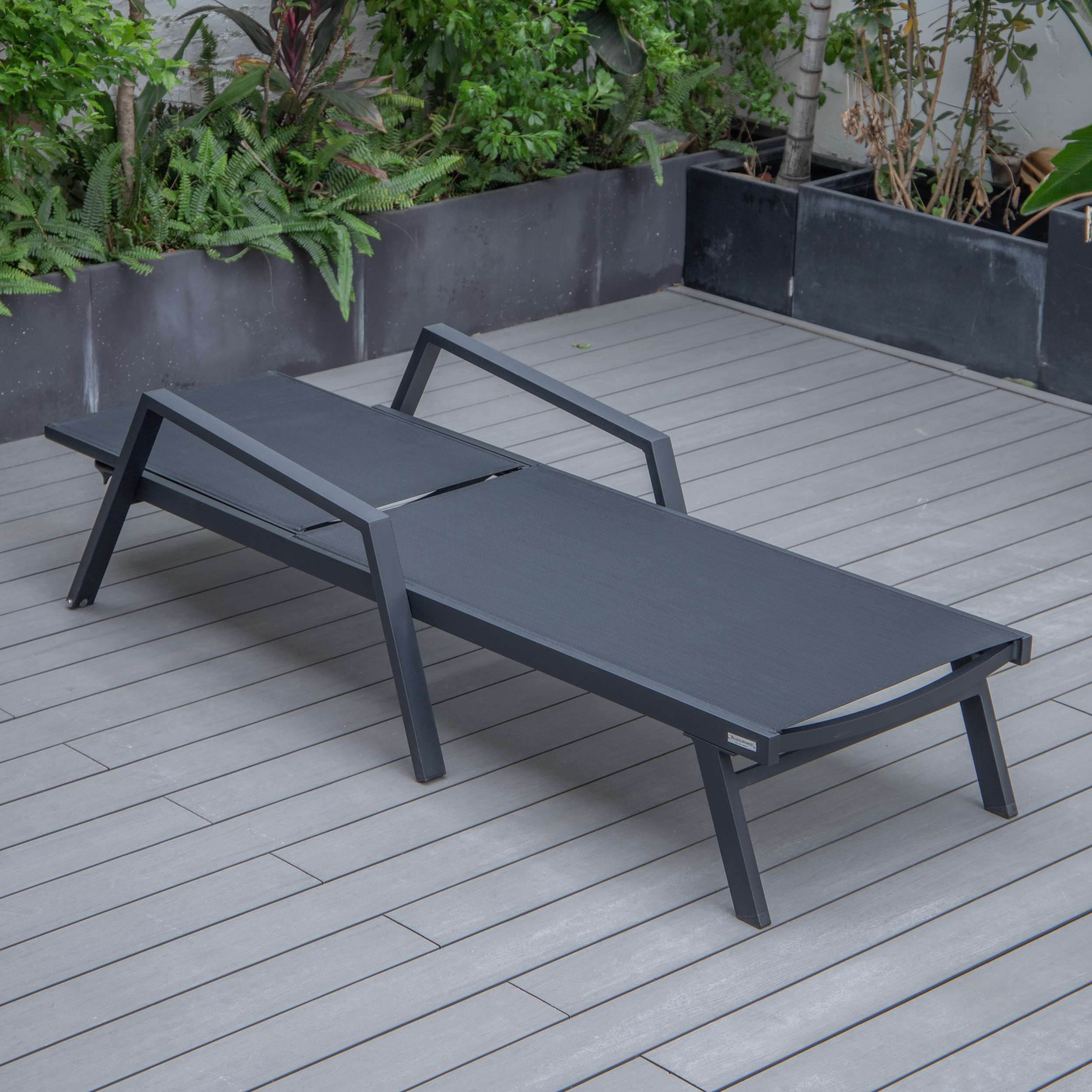 LeisureMod Marlin Modern Black Aluminum Outdoor Patio Chaise Lounge Chair - MLABLCF21-77BL - Image 9