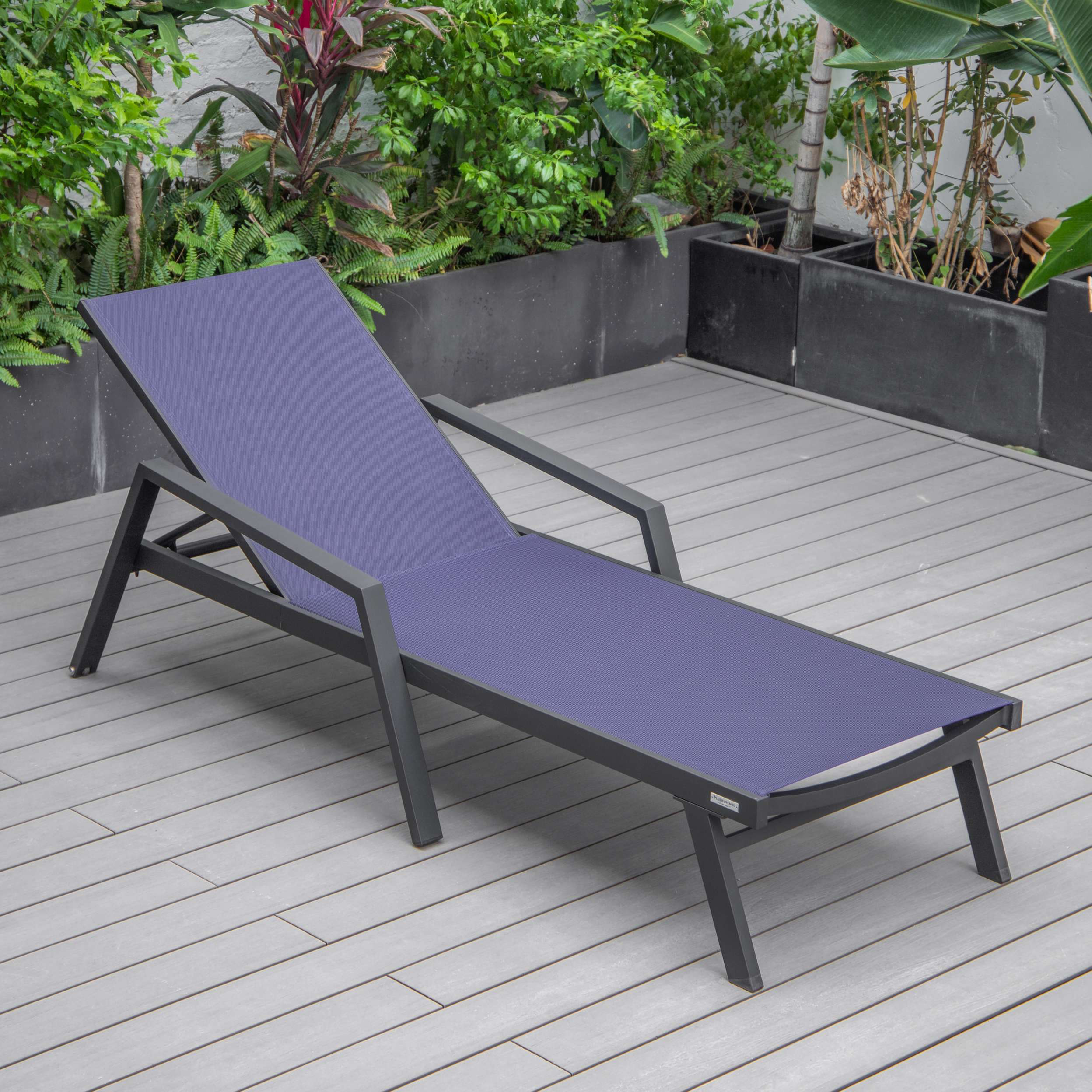 LeisureMod Marlin Modern Black Aluminum Outdoor Patio Chaise Lounge Chair - MLABLCF21-77BL - Image 96