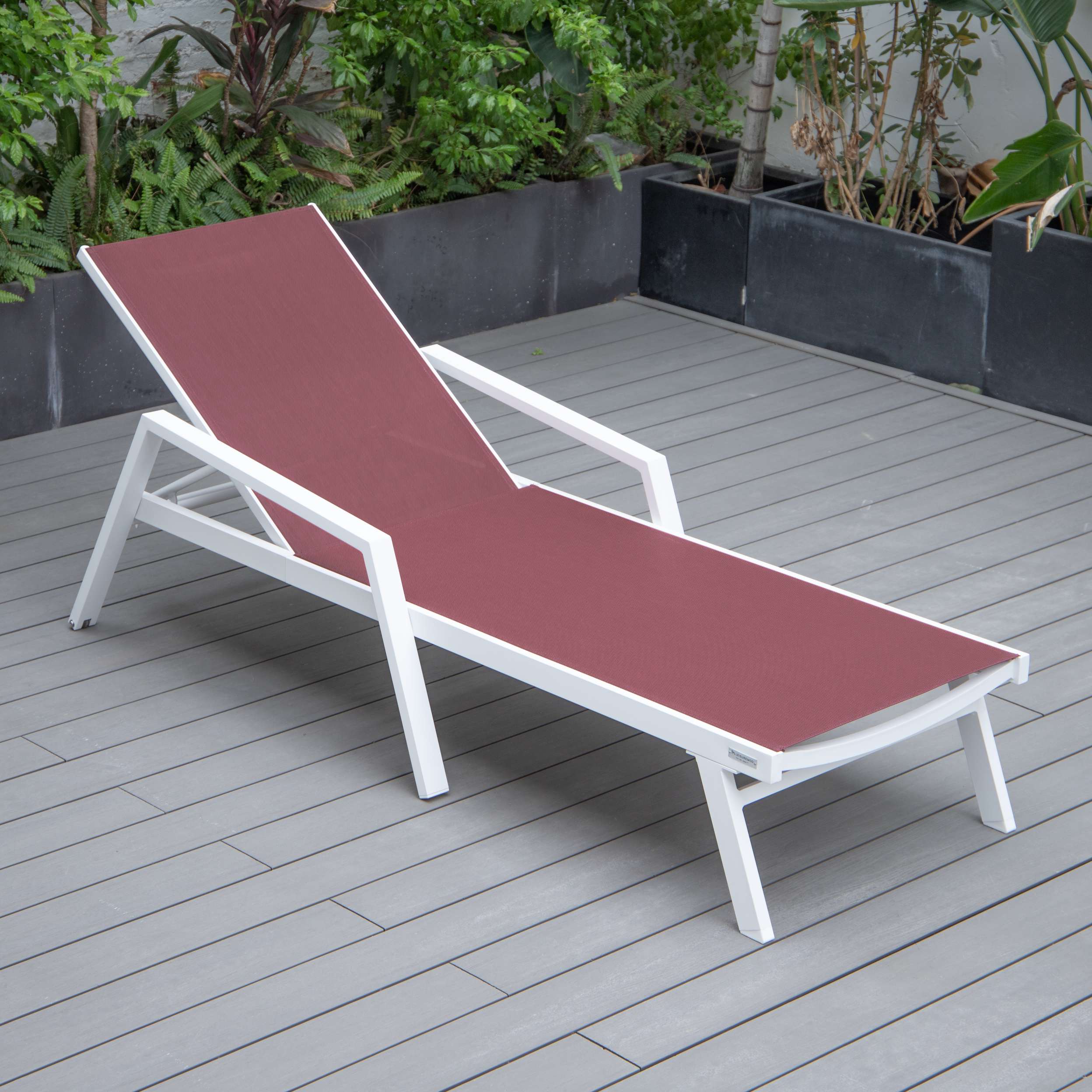LeisureMod Marlin Modern White Aluminum Outdoor Patio Chaise Lounge Chair - MLAWCF21-77BL - Image 31