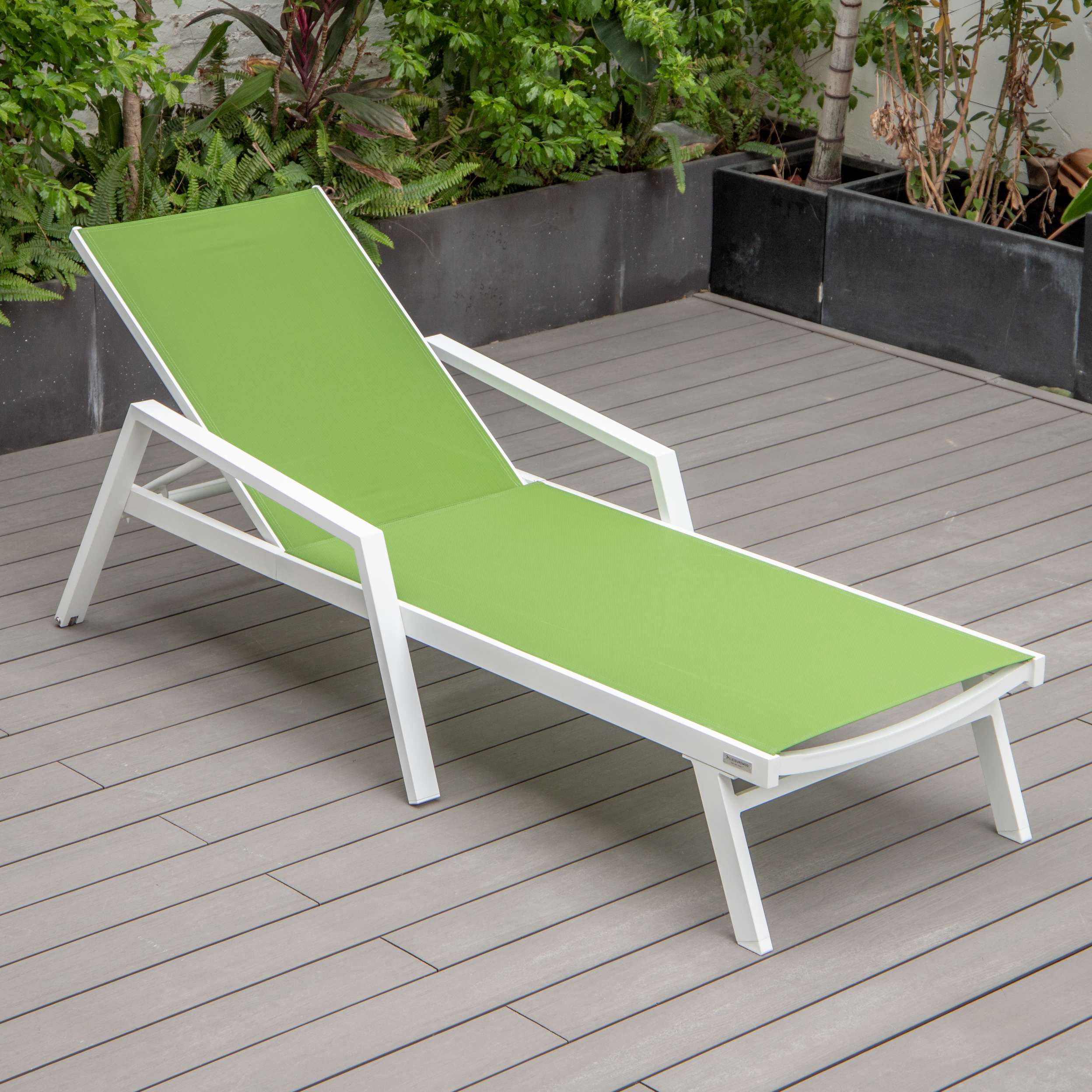 LeisureMod Marlin Modern White Aluminum Outdoor Patio Chaise Lounge Chair - MLAWCF21-77BL - Image 77