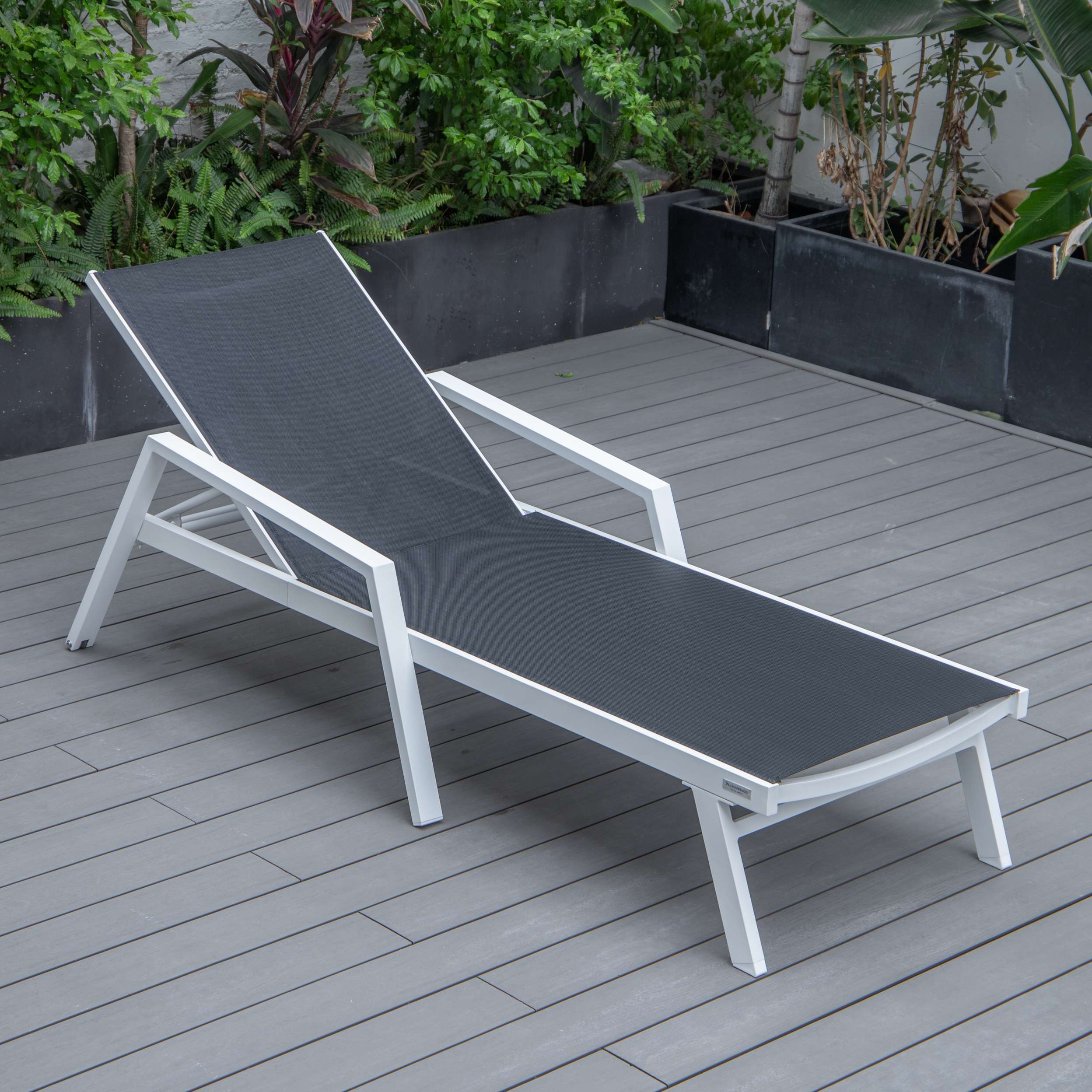 LeisureMod Marlin Modern White Aluminum Outdoor Patio Chaise Lounge Chair - MLAWCF21-77BL - Image 8