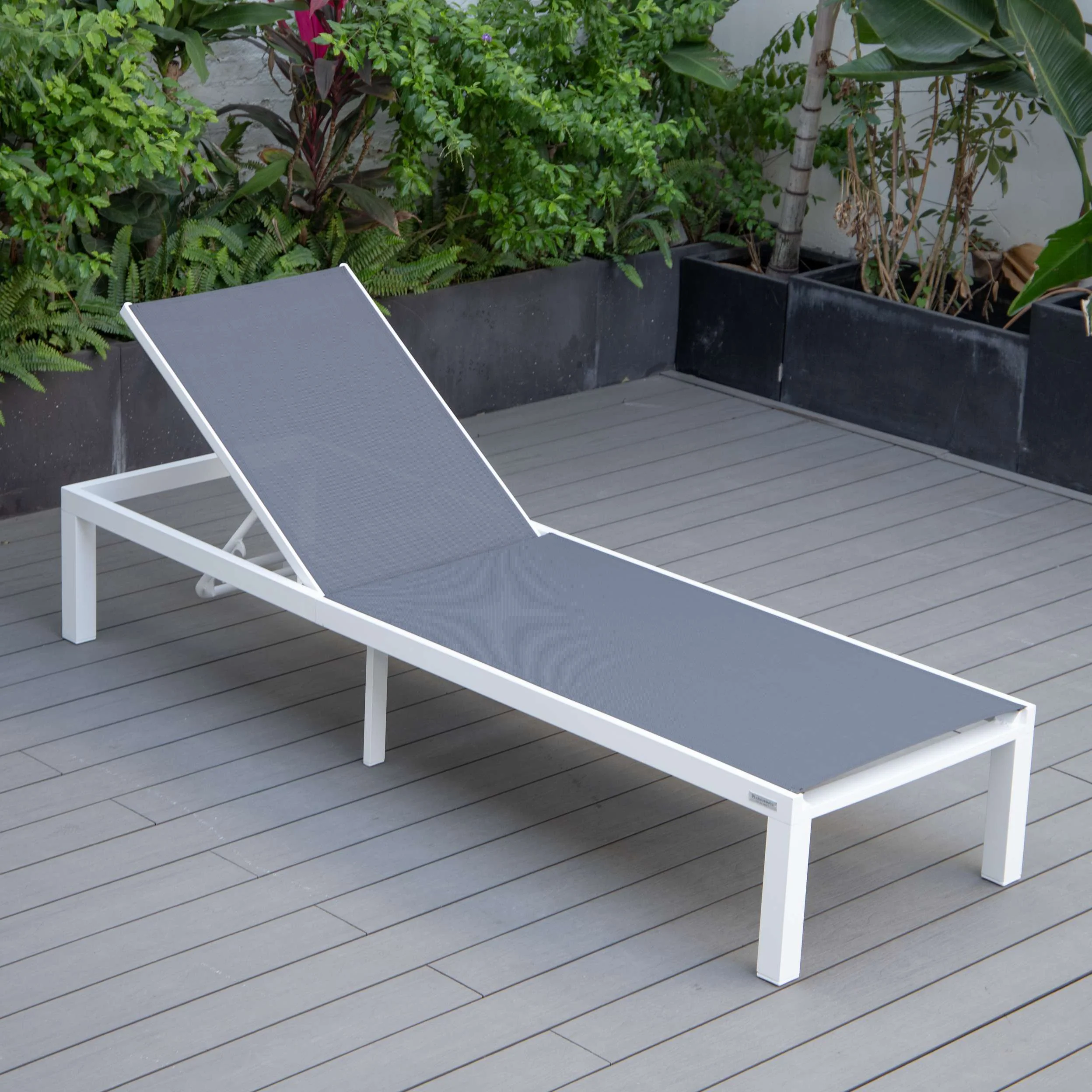 LeisureMod Marlin Modern White Aluminum Outdoor Patio Chaise Lounge Chair - MLWCF21-77BL - Image 56