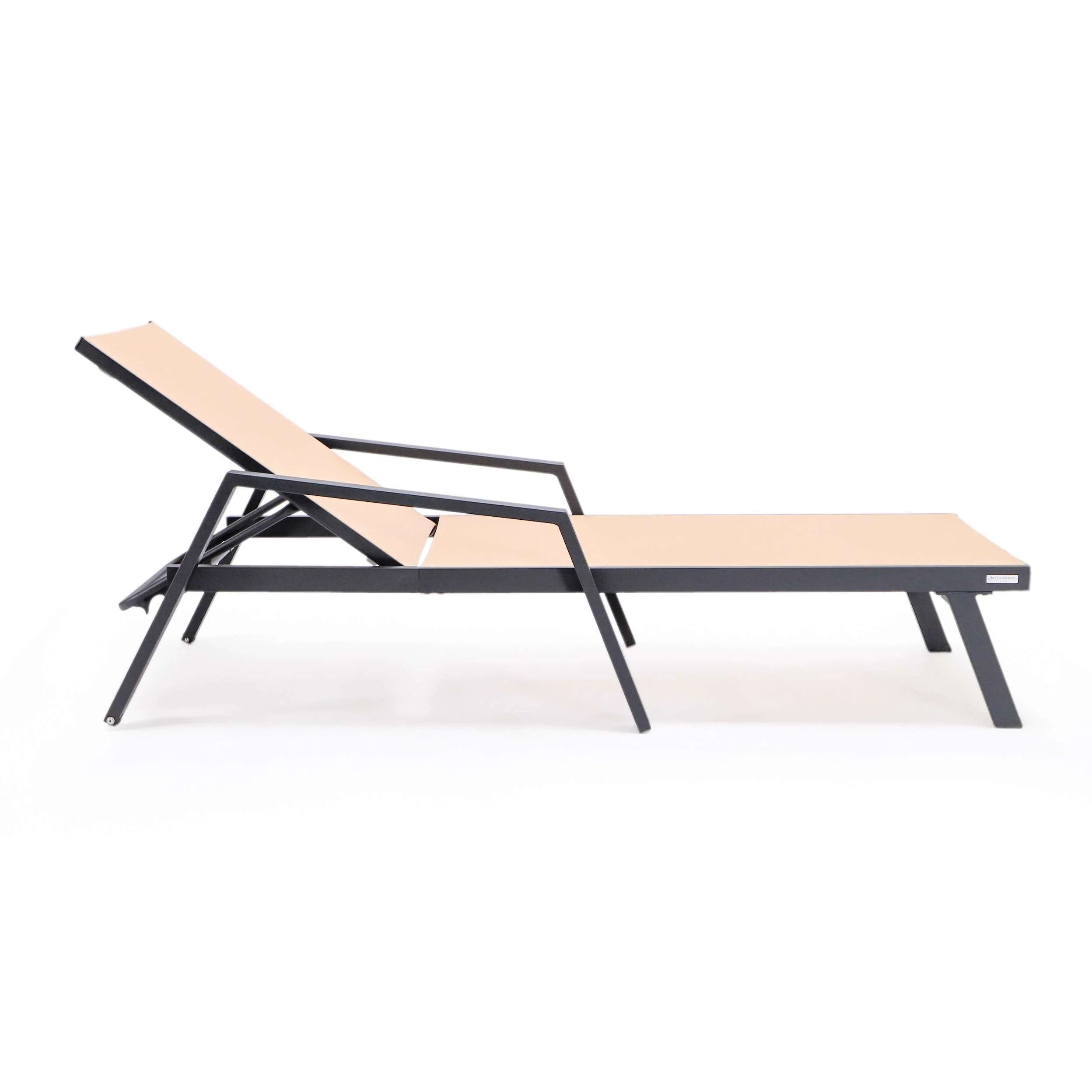 LeisureMod Marlin Patio Chaise Lounge Chair With Armrests in Black Aluminum Frame, Set of 2 - Image 59