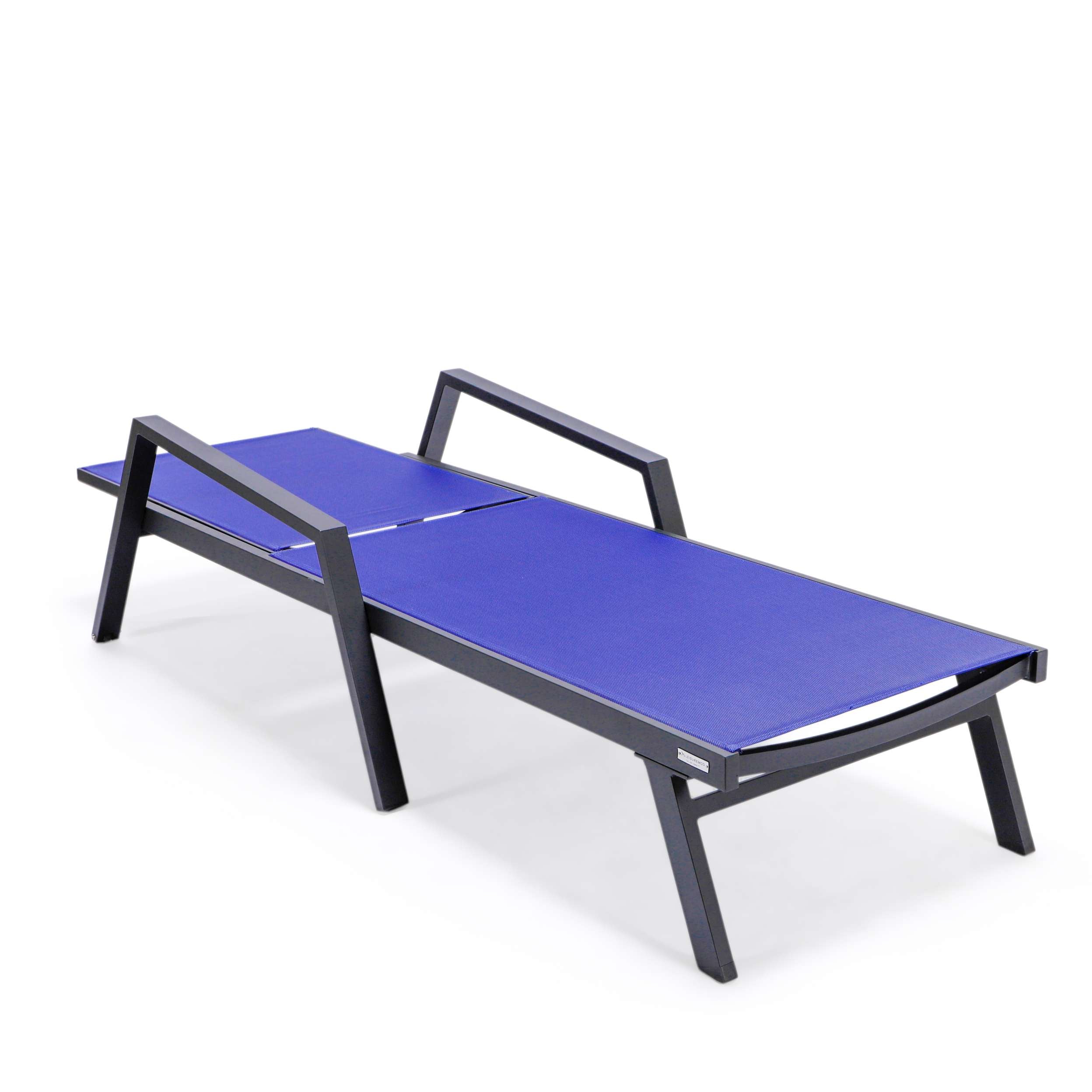 LeisureMod Marlin Patio Chaise Lounge Chair With Armrests in Black Aluminum Frame, Set of 2 - Image 88
