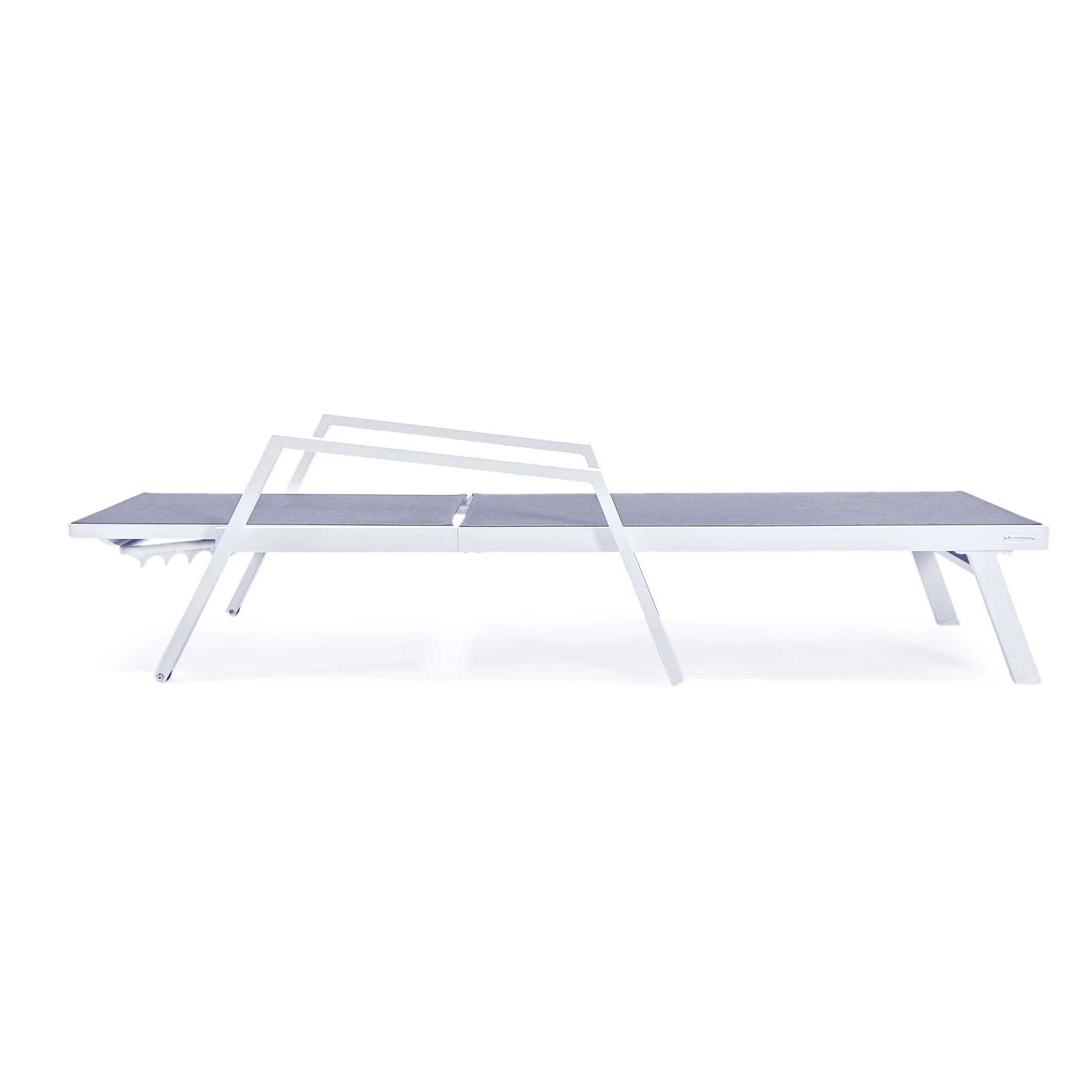 LeisureMod Marlin Patio Chaise Lounge Chair With Armrests in White Aluminum Frame, Set of 2 - Image 27