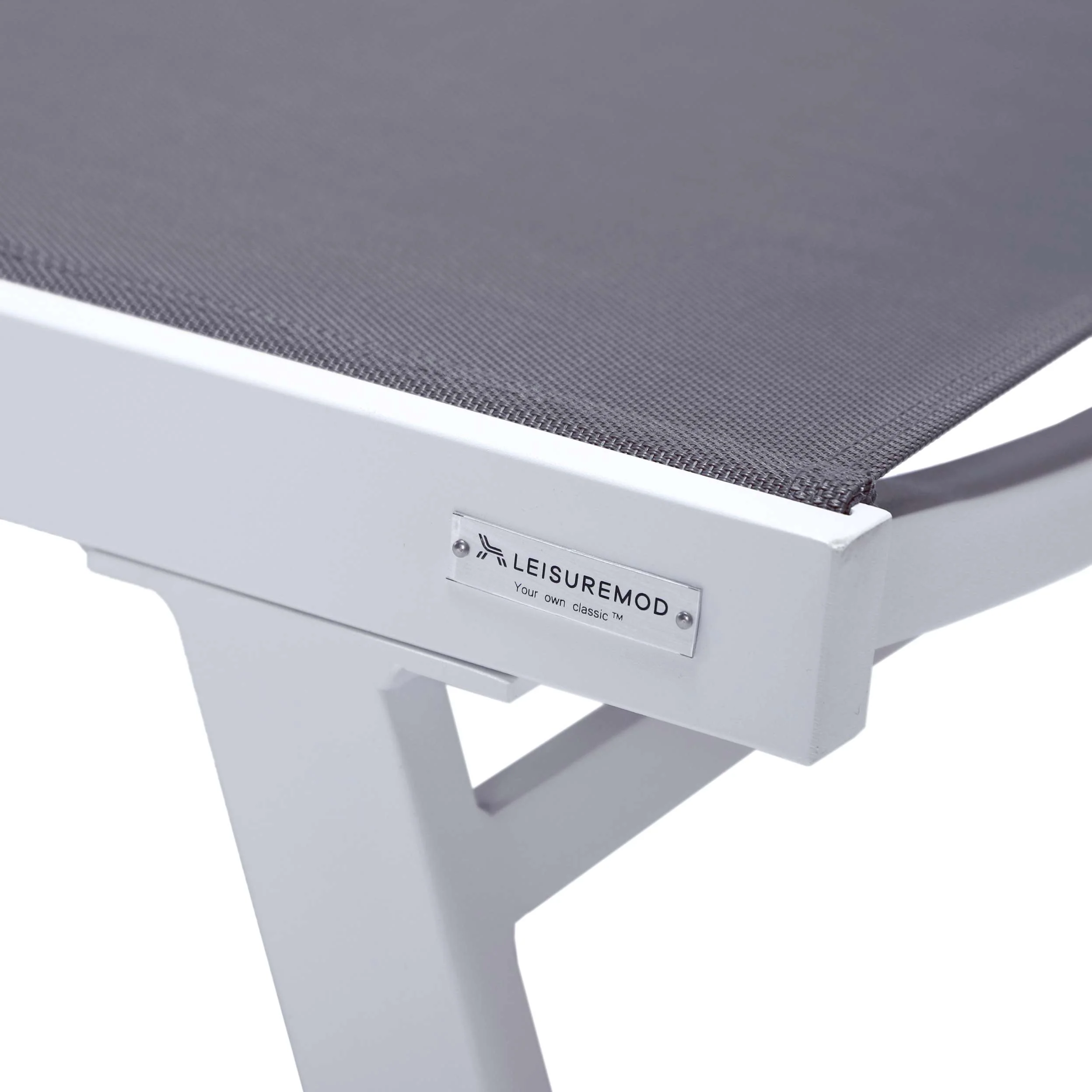 LeisureMod Marlin Patio Chaise Lounge Chair With Armrests in White Aluminum Frame, Set of 2 - Image 32