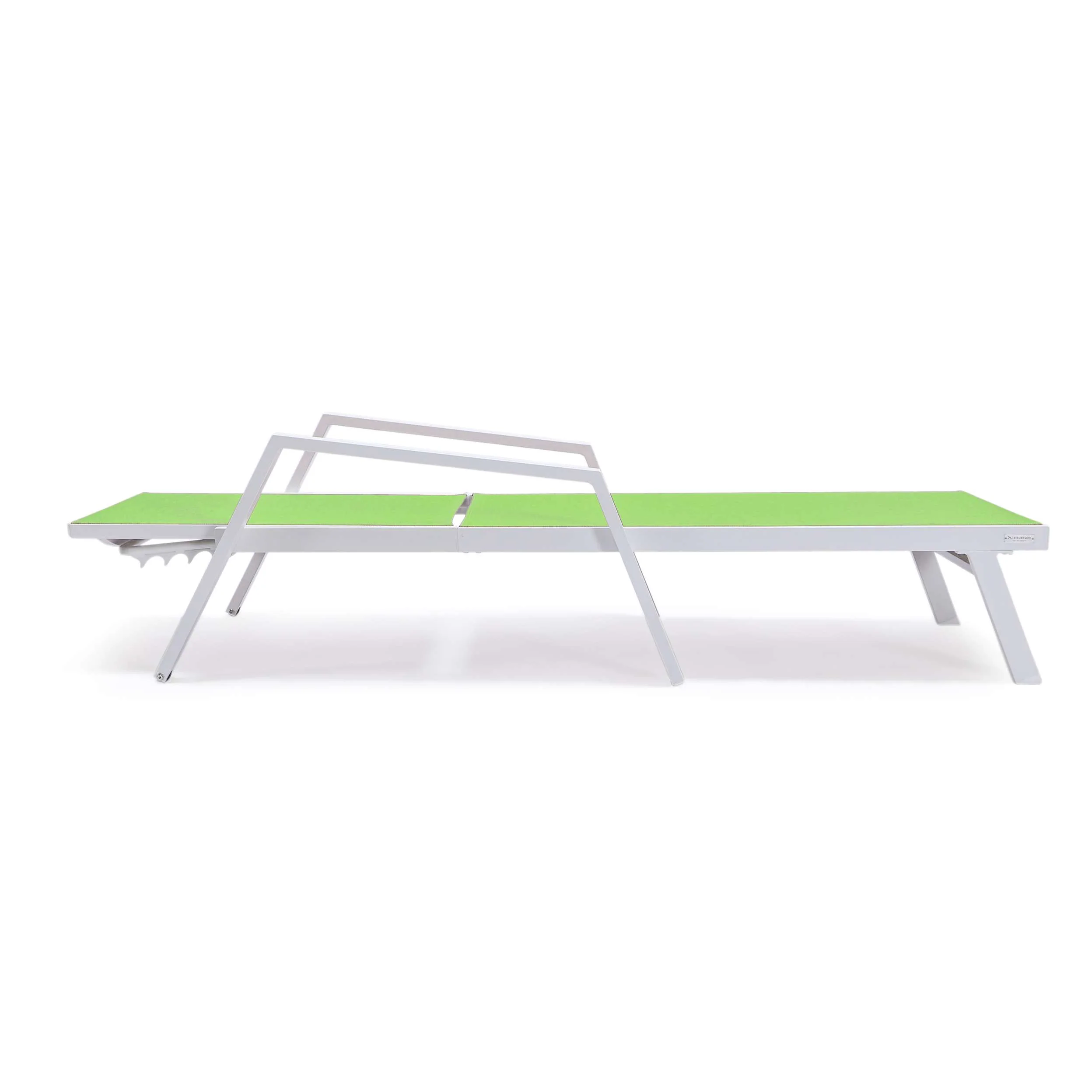 LeisureMod Marlin Patio Chaise Lounge Chair With Armrests in White Aluminum Frame, Set of 2 - Image 50