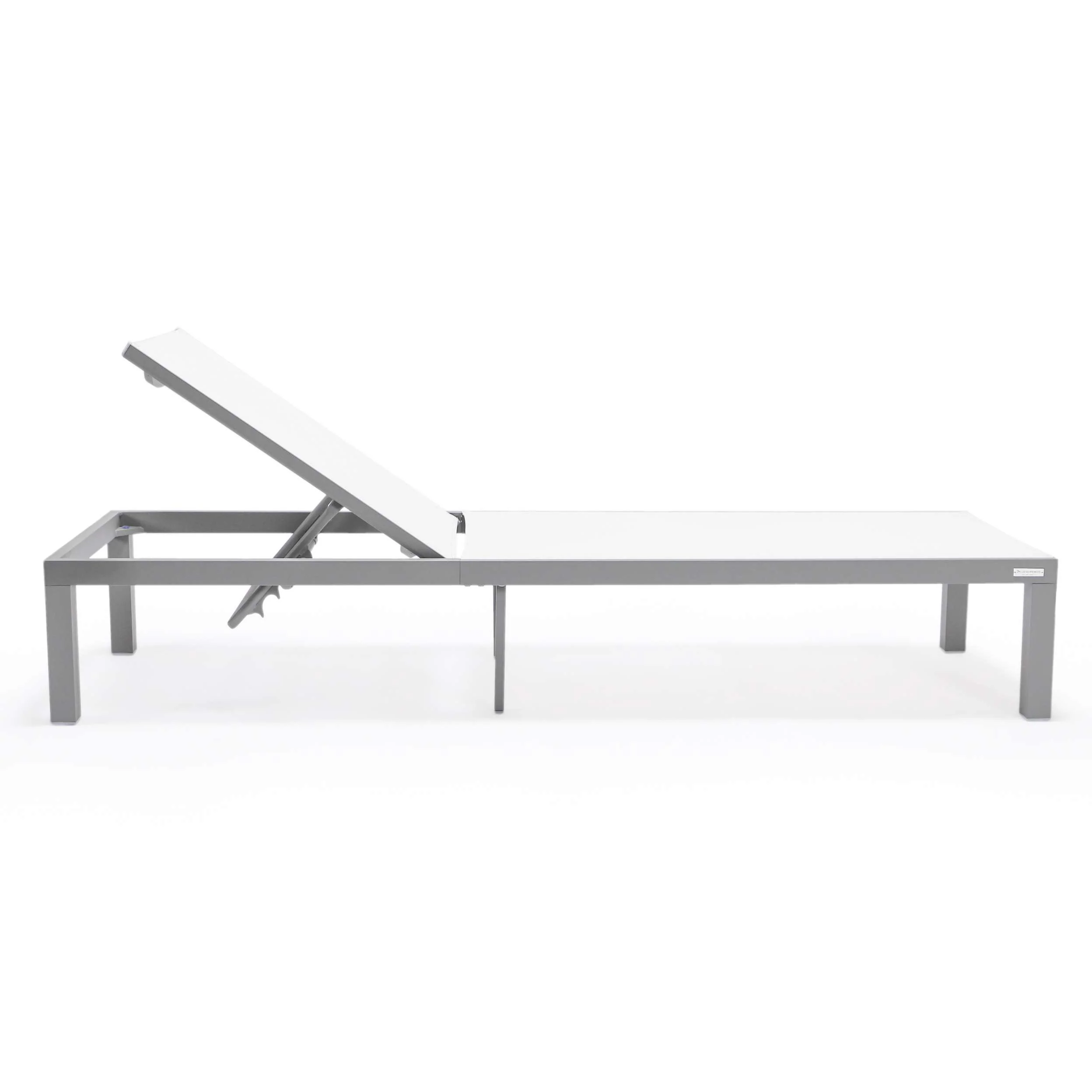 LeisureMod Marlin Patio Chaise Lounge Chair With Grey Aluminum Frame, Set of 2 - Image 156