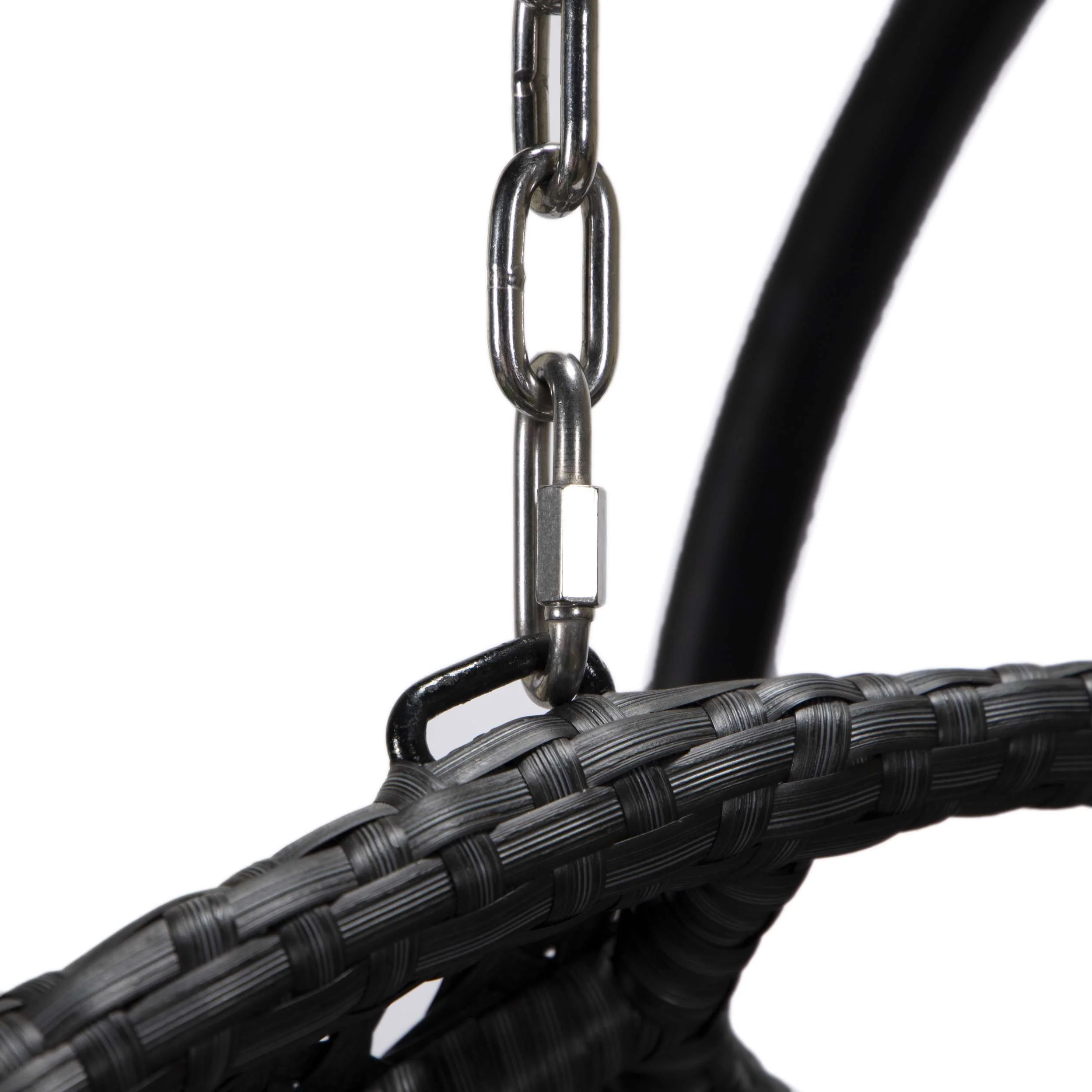 LeisureMod Mendoza Charcoal Wicker Hanging 2 person Egg Swing Chair - Image 68