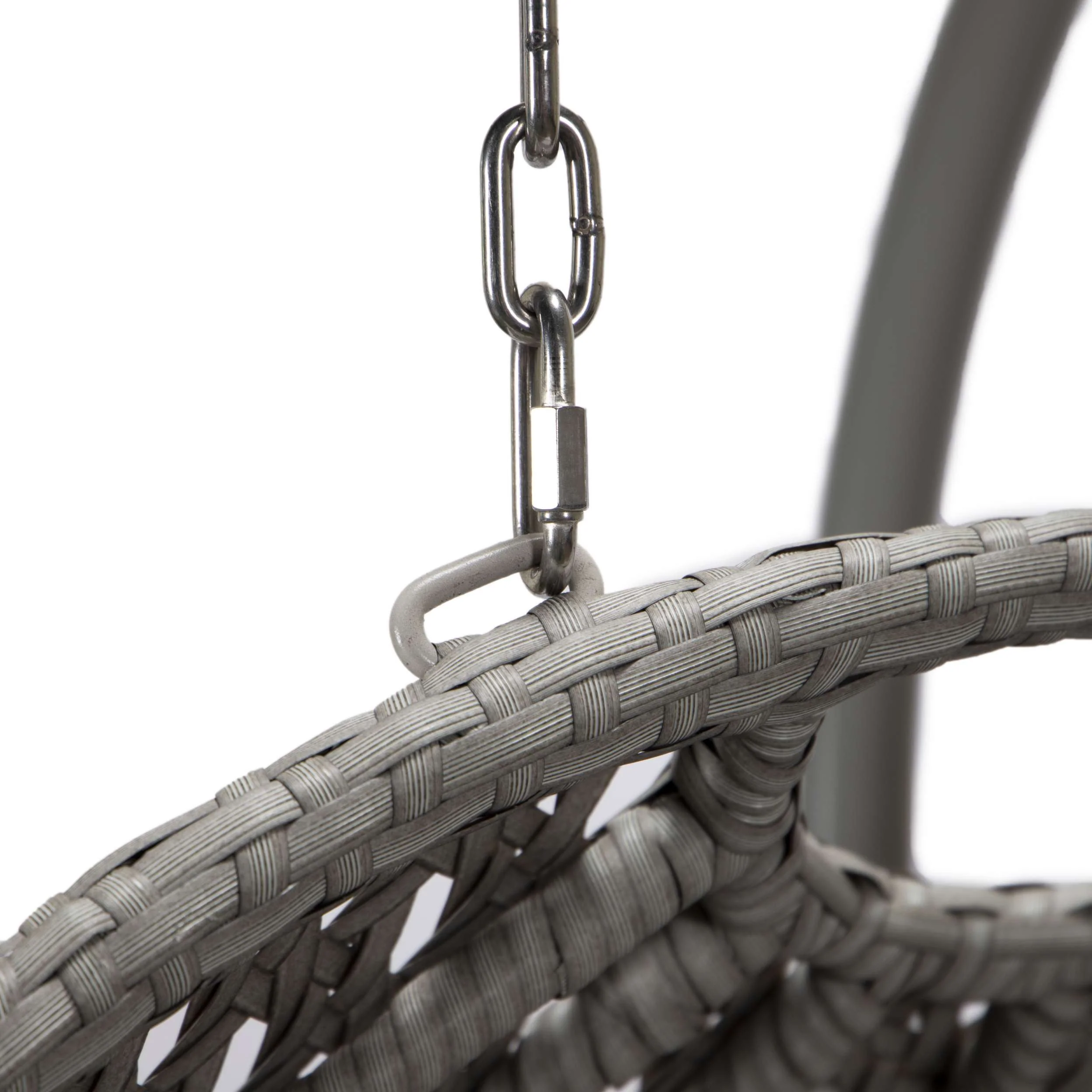 LeisureMod Mendoza Light Grey Wicker Hanging 2 person Egg Swing Chair - Image 96