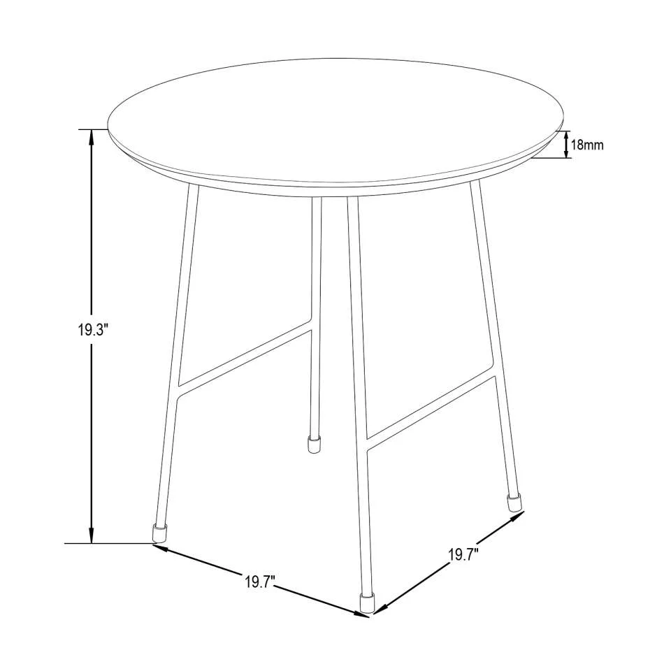 LeisureMod Rossmore Mid Century Modern Round Side Table With Black Steel Frame - Image 24