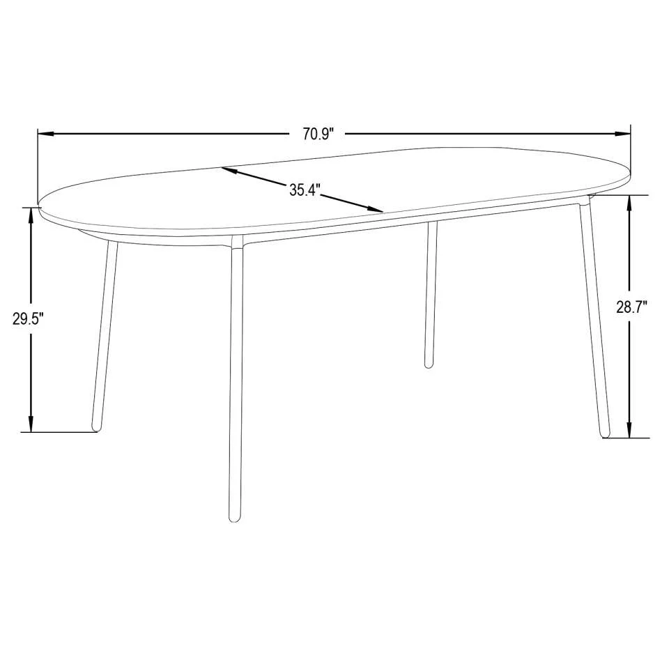 LeisureMod Tule Modern 71" Oval Dining Table with MDF Top and Black Steel Legs - Image 4