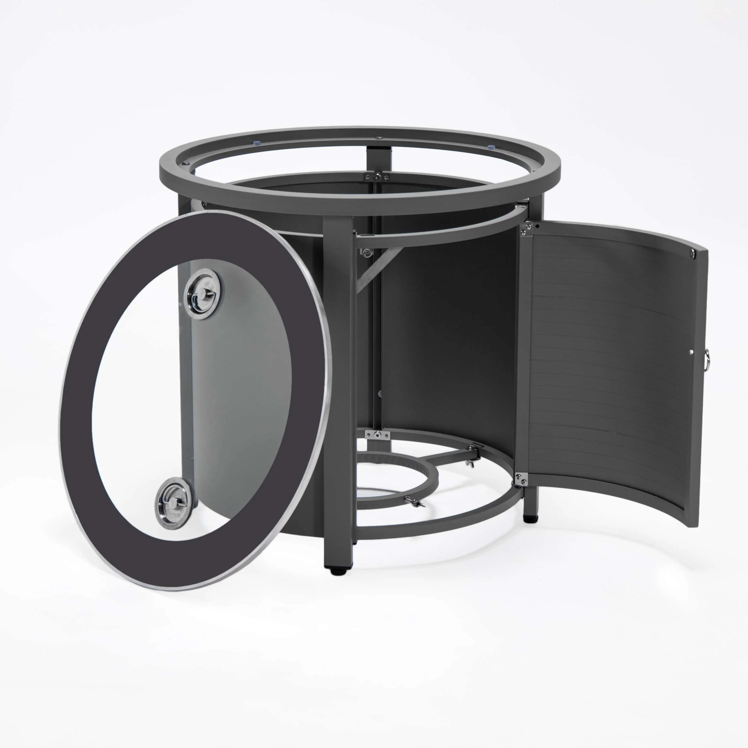 LeisureMod Walbrooke Black Patio Round Tank Holder with Slats Design - Image 21