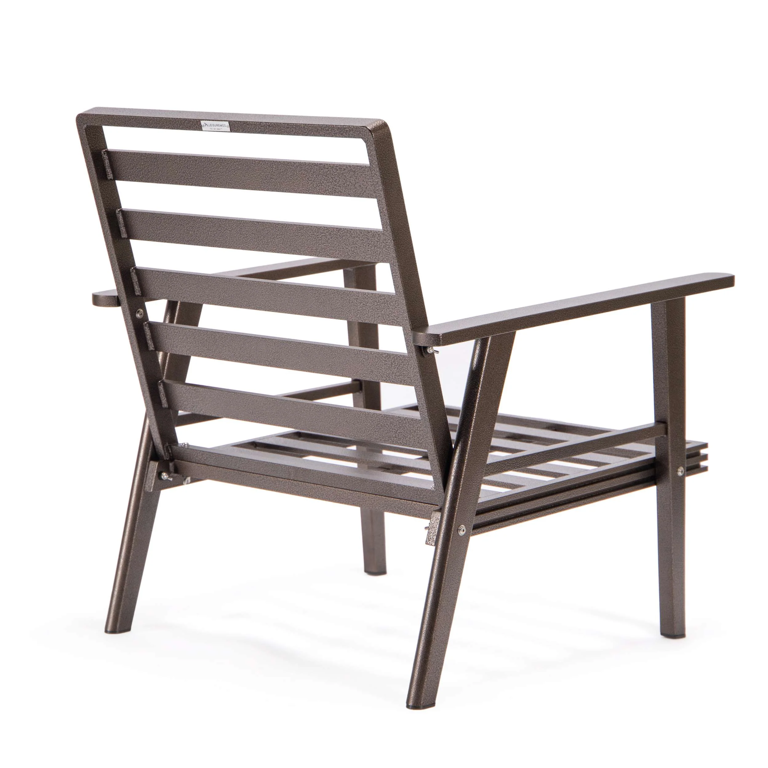 LeisureMod Walbrooke Modern 3-Piece Outdoor Patio Set with Brown Aluminum Frame - Image 39