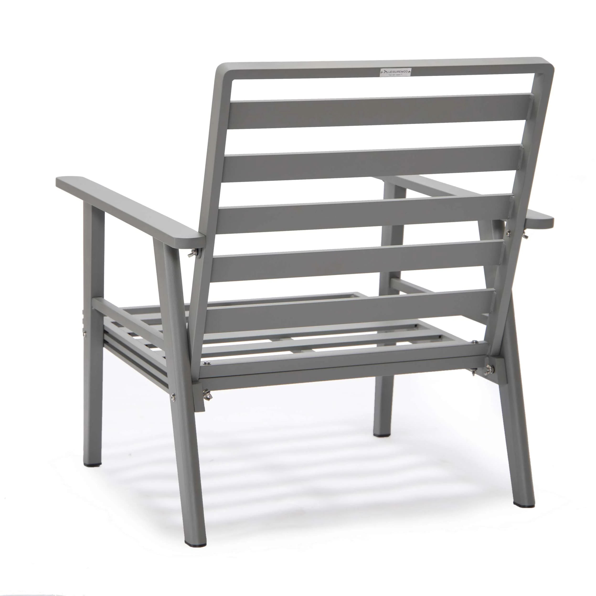 LeisureMod Walbrooke Modern 3-Piece Outdoor Patio Set with Grey Aluminum Frame - Image 79