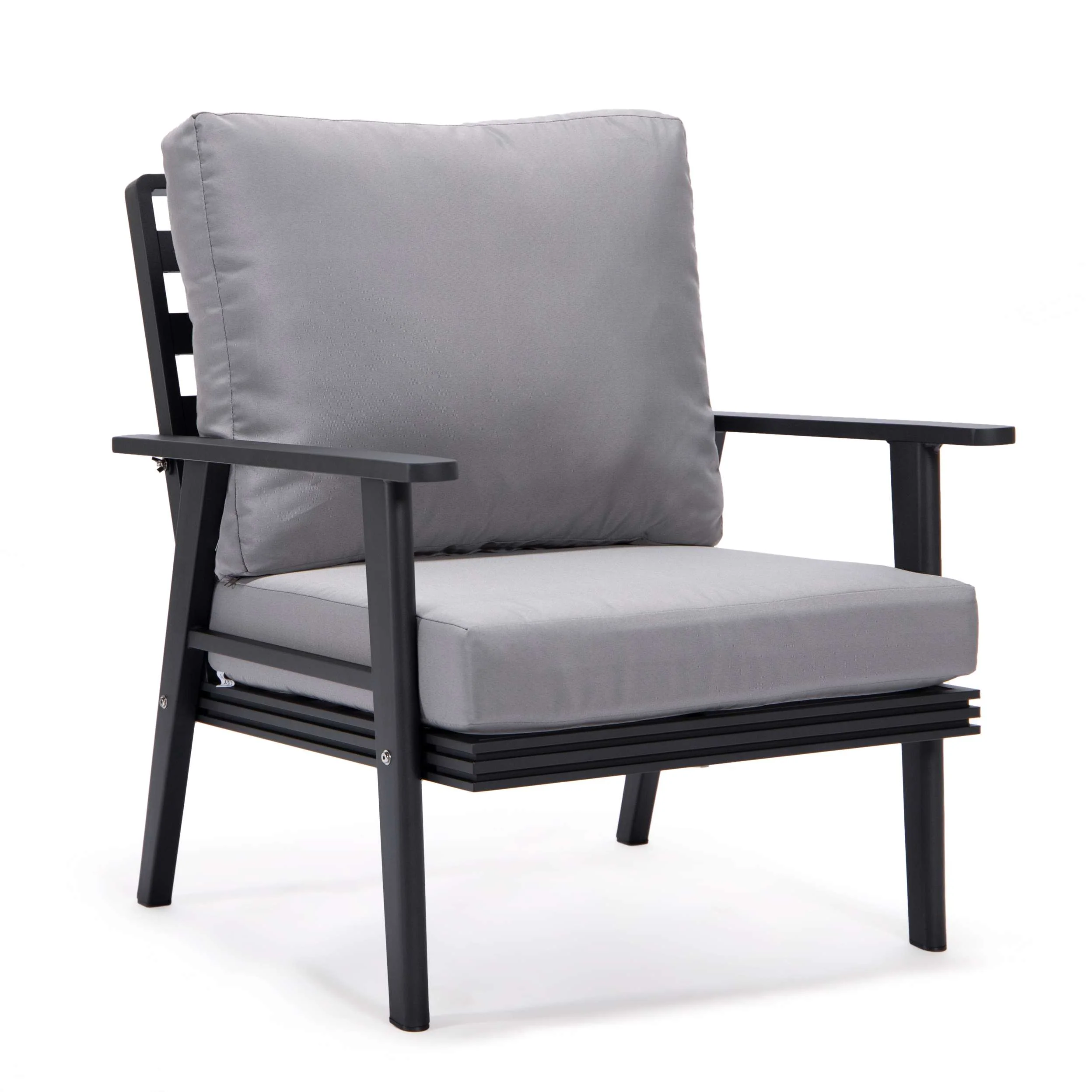 LeisureMod Walbrooke Modern Black Patio Conversation With Round Fire Pit & Tank Holder - Image 73