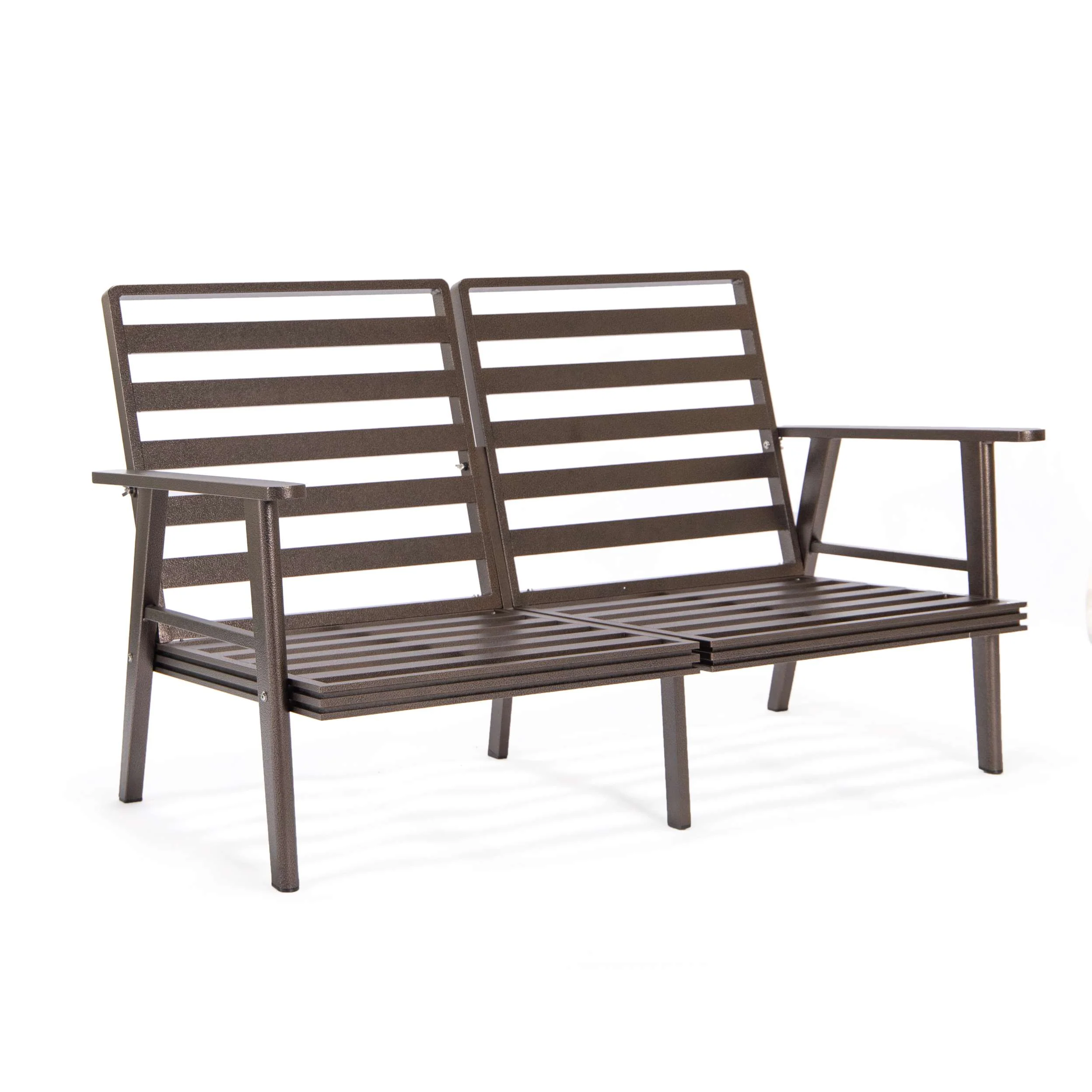 LeisureMod Walbrooke Modern Brown Patio Conversation With Round Fire Pit & Tank Holder - Image 12