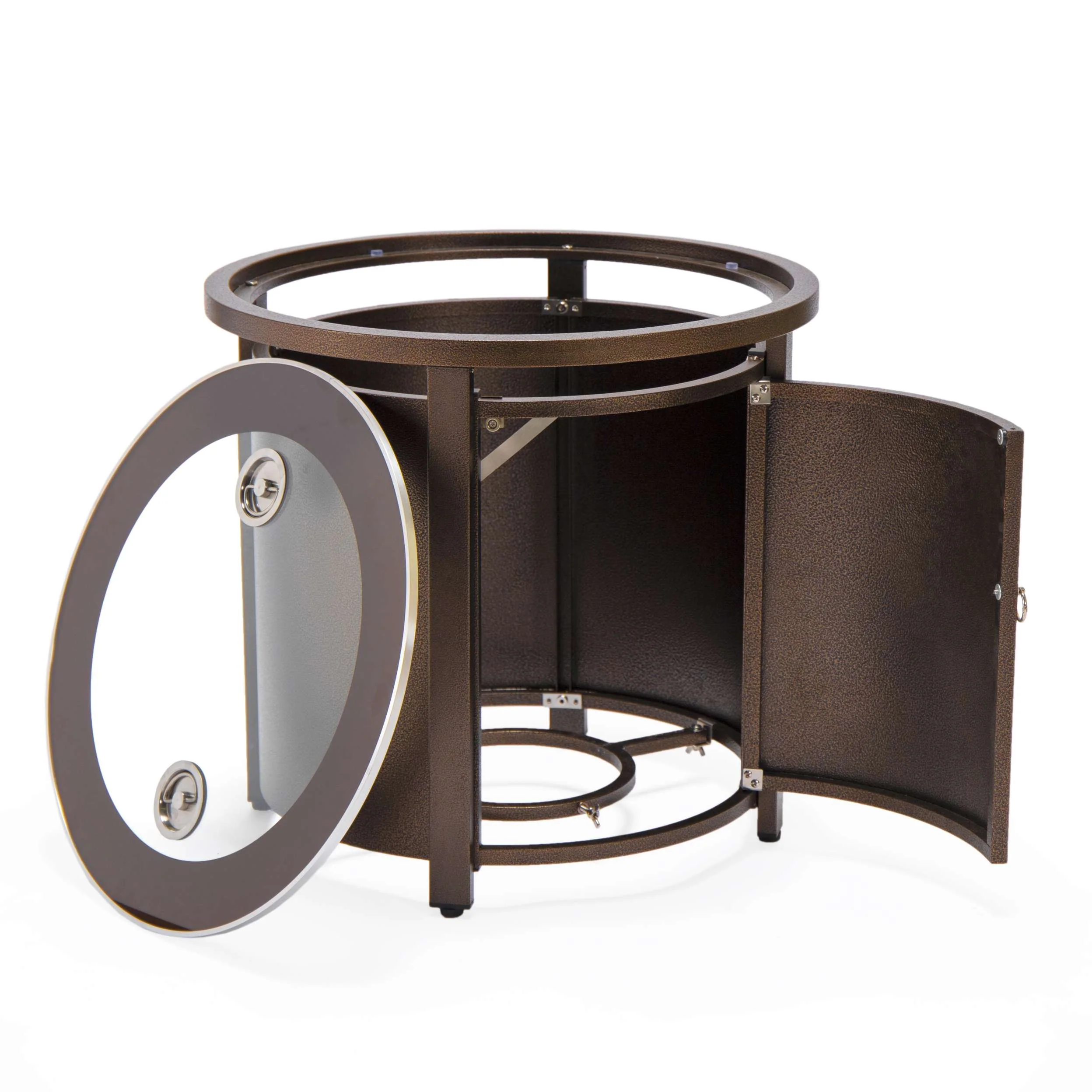 LeisureMod Walbrooke Modern Brown Patio Conversation With Round Fire Pit & Tank Holder - Image 145