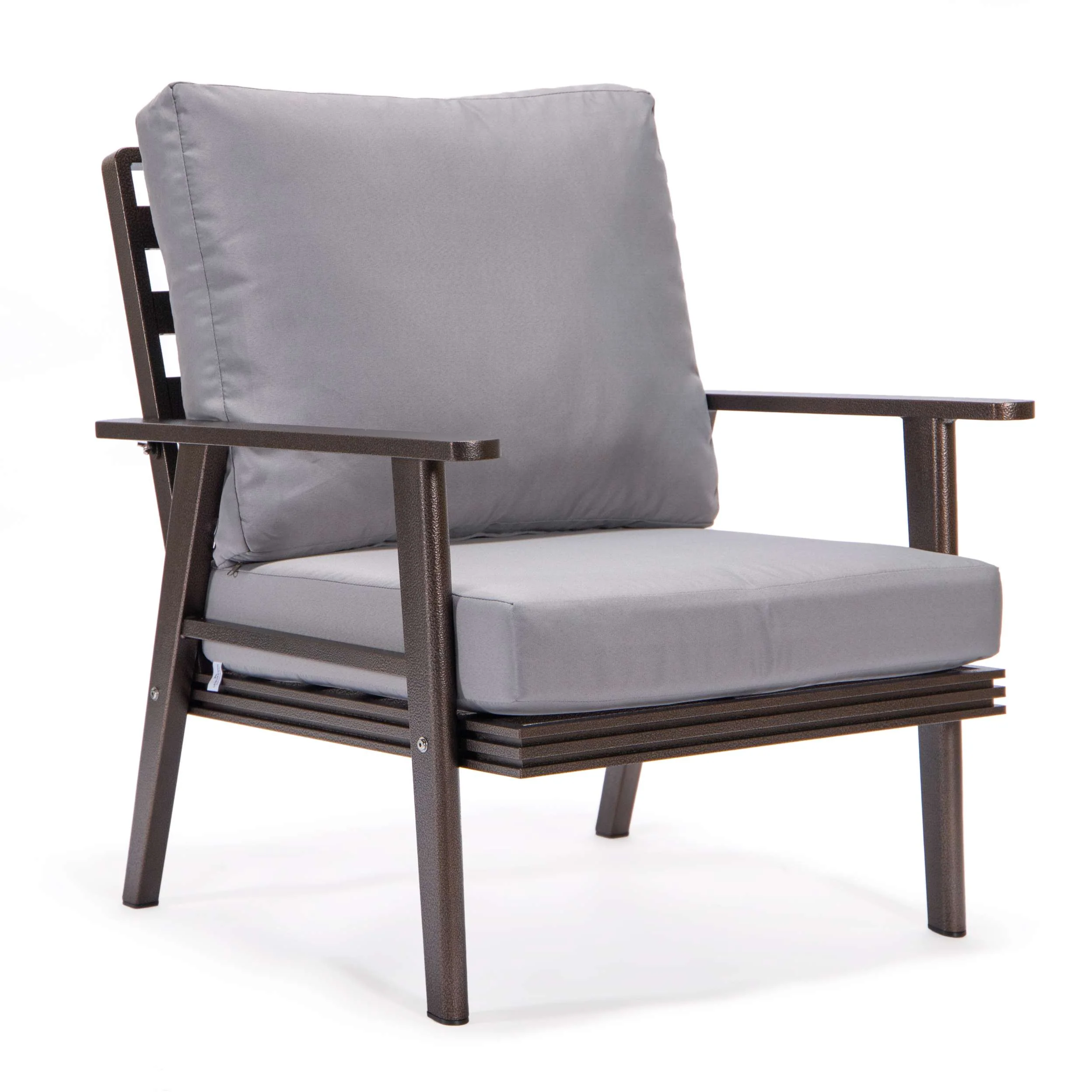 LeisureMod Walbrooke Modern Brown Patio Conversation With Square Fire Pit & Tank Holder - Image 172