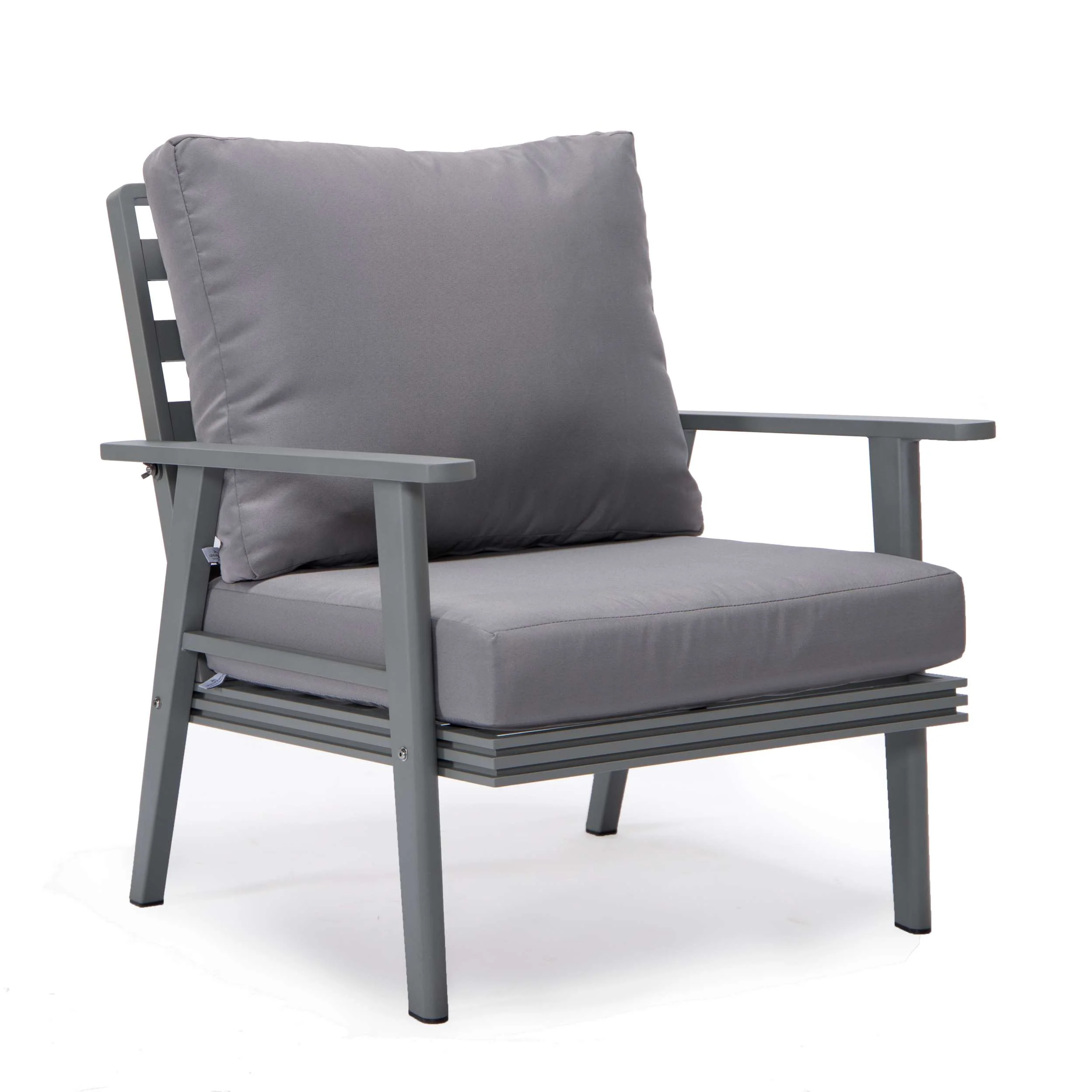 LeisureMod Walbrooke Modern Grey Patio Conversation With Square Fire Pit With Slats Design & Tank Holder - Image 64