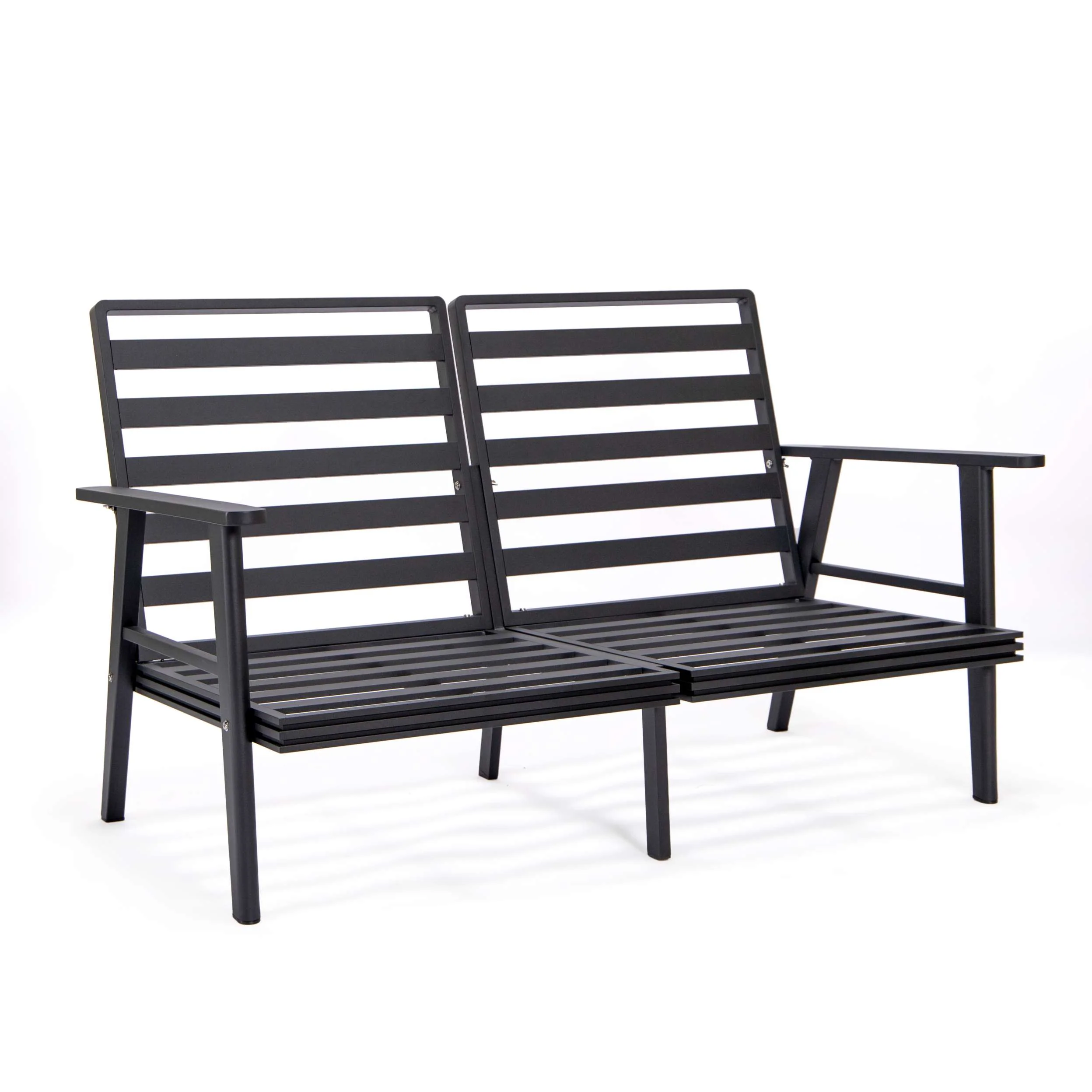 Leisuremod Walbrooke Modern Outdoor Patio Loveseat with Black Aluminum Frame and Removable Cushions For Patio and Backyard Garden - Image 54