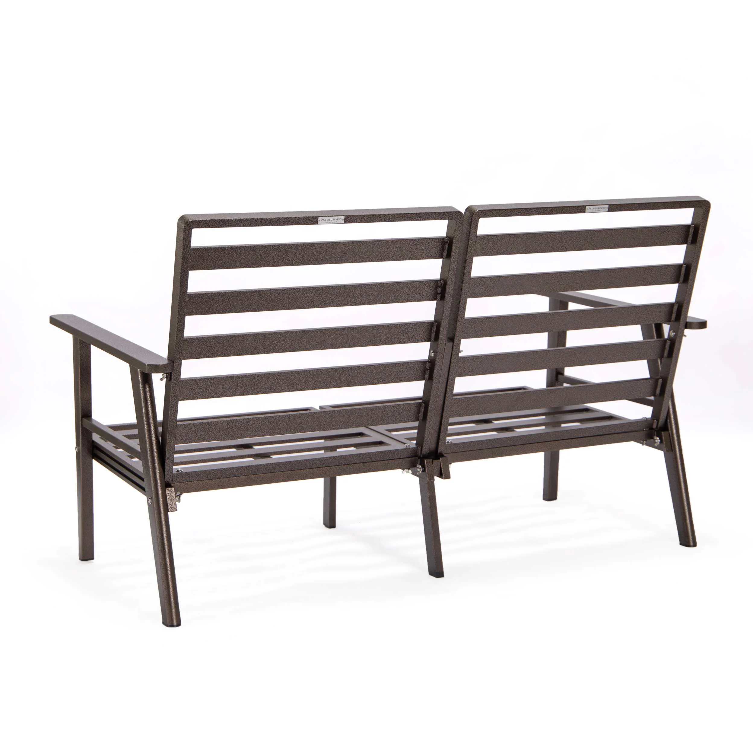 Leisuremod Walbrooke Modern Outdoor Patio Loveseat with Brown Aluminum Frame and Removable Cushions For Patio and Backyard Garden - Image 43