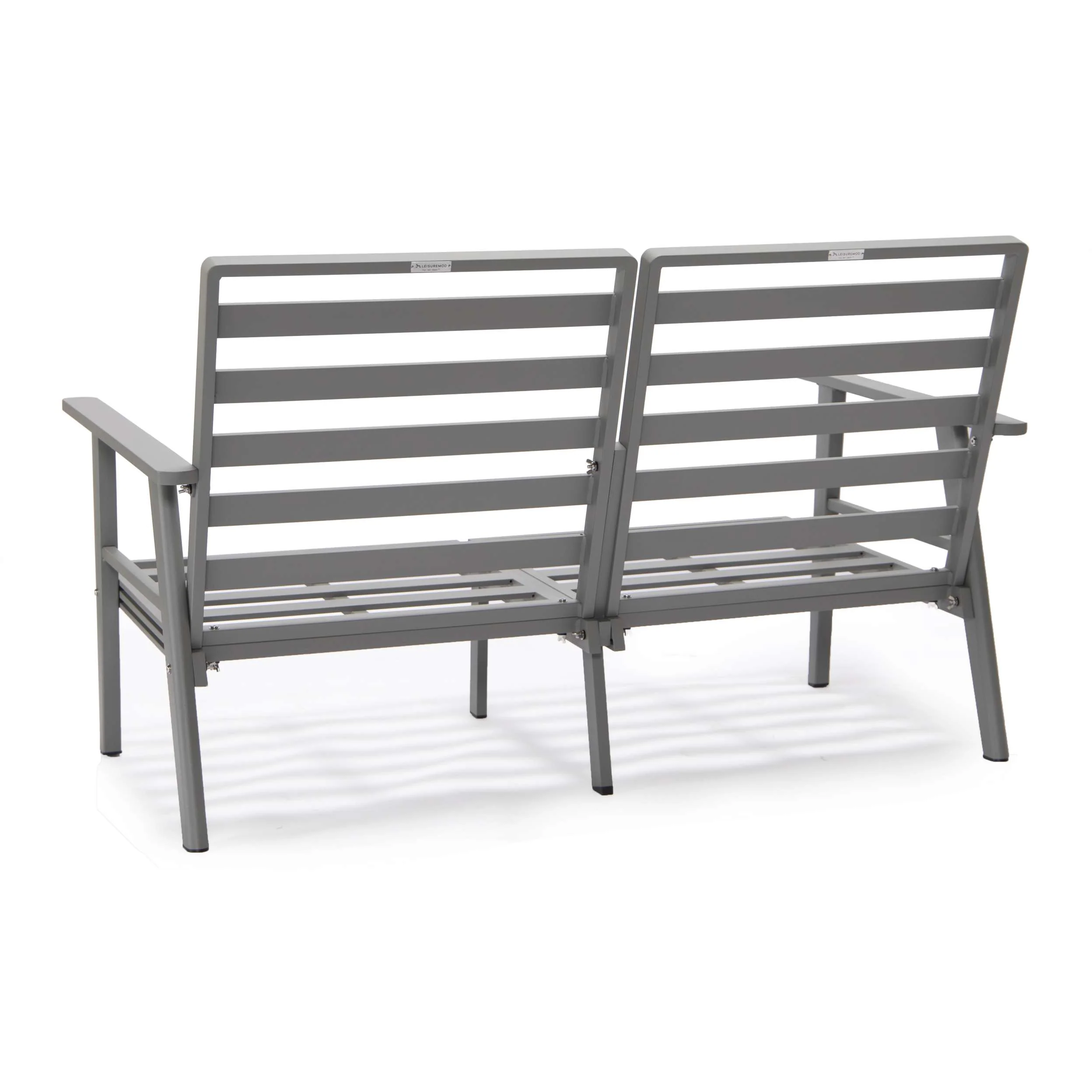 Leisuremod Walbrooke Modern Outdoor Patio Loveseat with Gray Aluminum Frame and Removable Cushions For Patio and Backyard Garden - Image 54