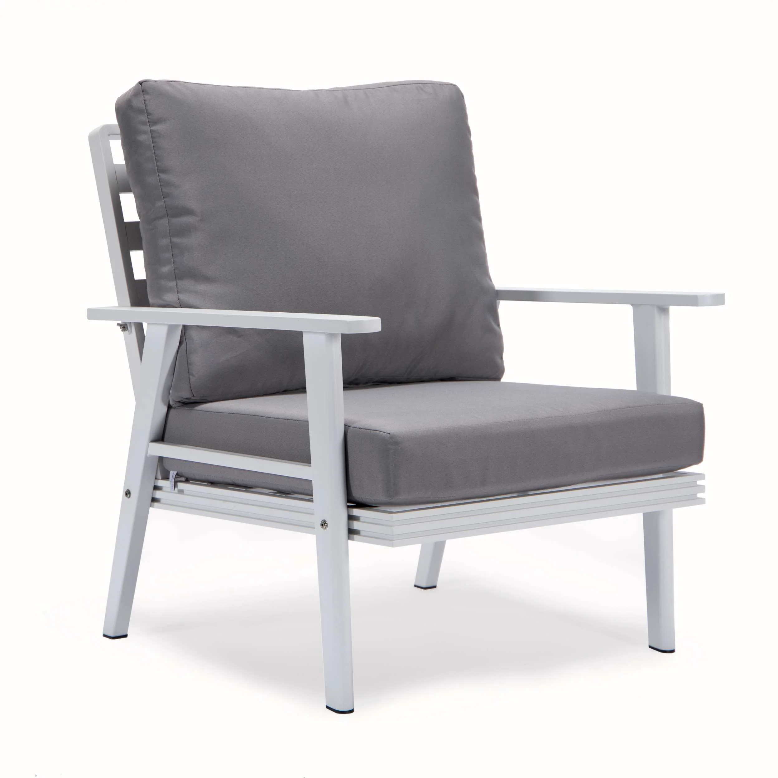 LeisureMod Walbrooke Modern White Patio Conversation With Round Fire Pit & Tank Holder - Image 28
