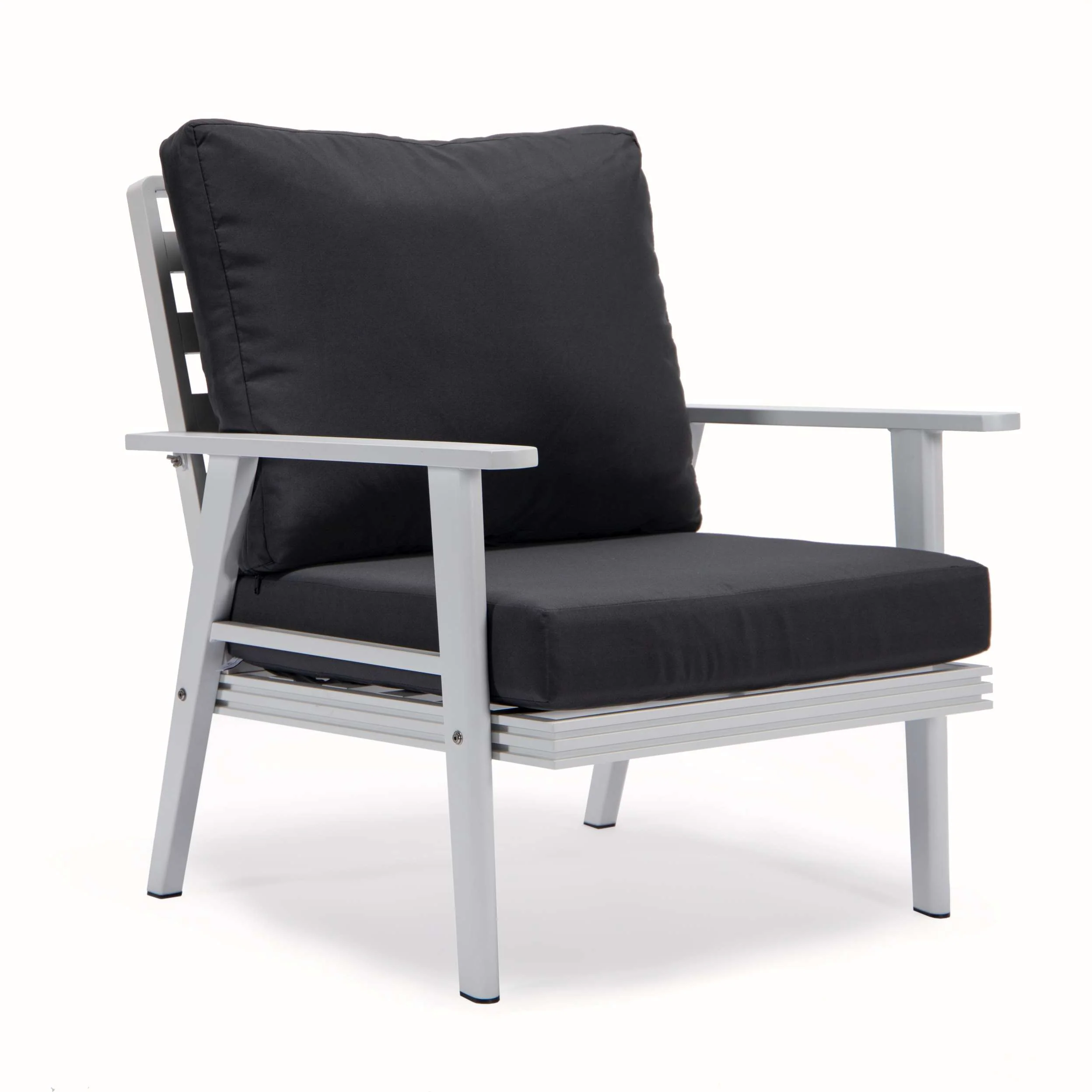 LeisureMod Walbrooke Modern White Patio Conversation With Round Fire Pit & Tank Holder - Image 4