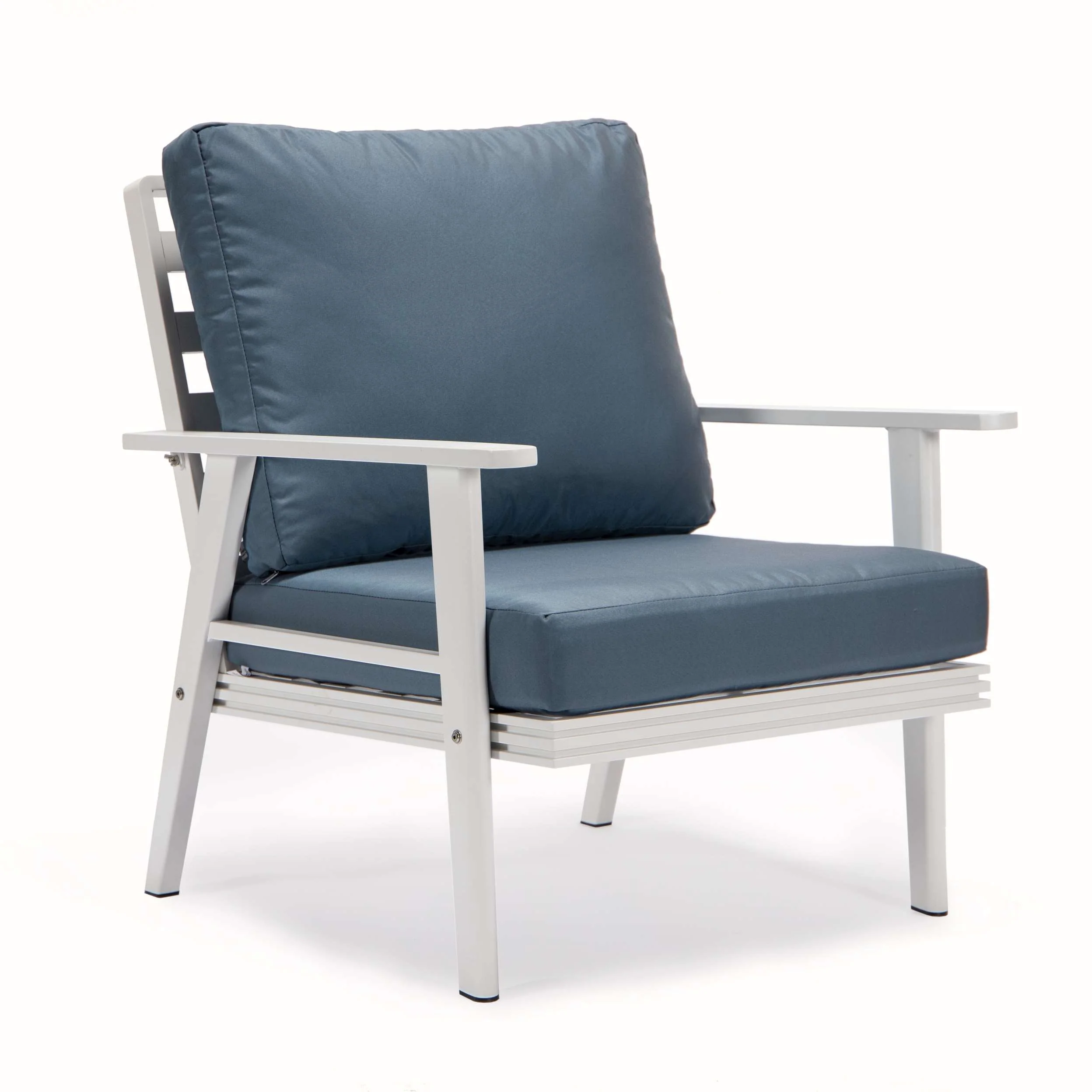 LeisureMod Walbrooke Modern White Patio Conversation With Round Fire Pit With Slats Design & Tank Holder - Image 23