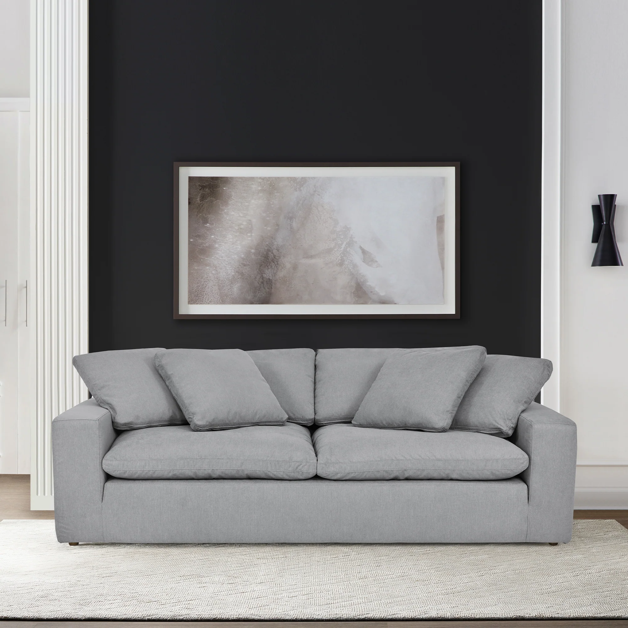 Liberty 96.5" Upholstered Sofa in Slate Gray By Armen Living