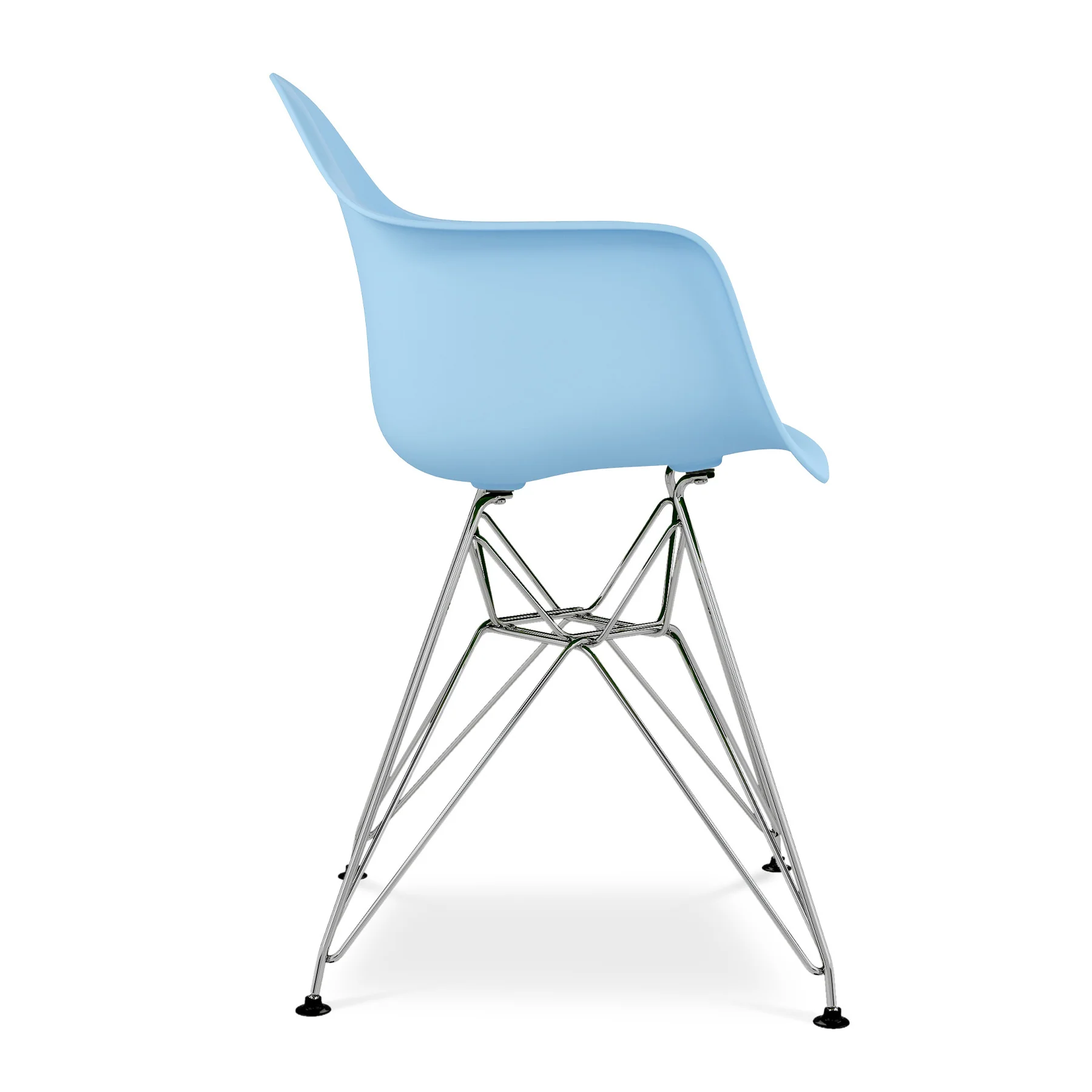Light Blue And Silver Heavy Duty Plastic Dining Arm Chair By Homeroots - Image 4