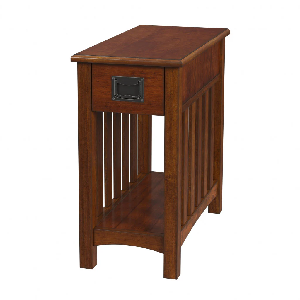 Light Brown Manufactured Wood Rectangular End Table With Drawer And Shelf By Homeroots