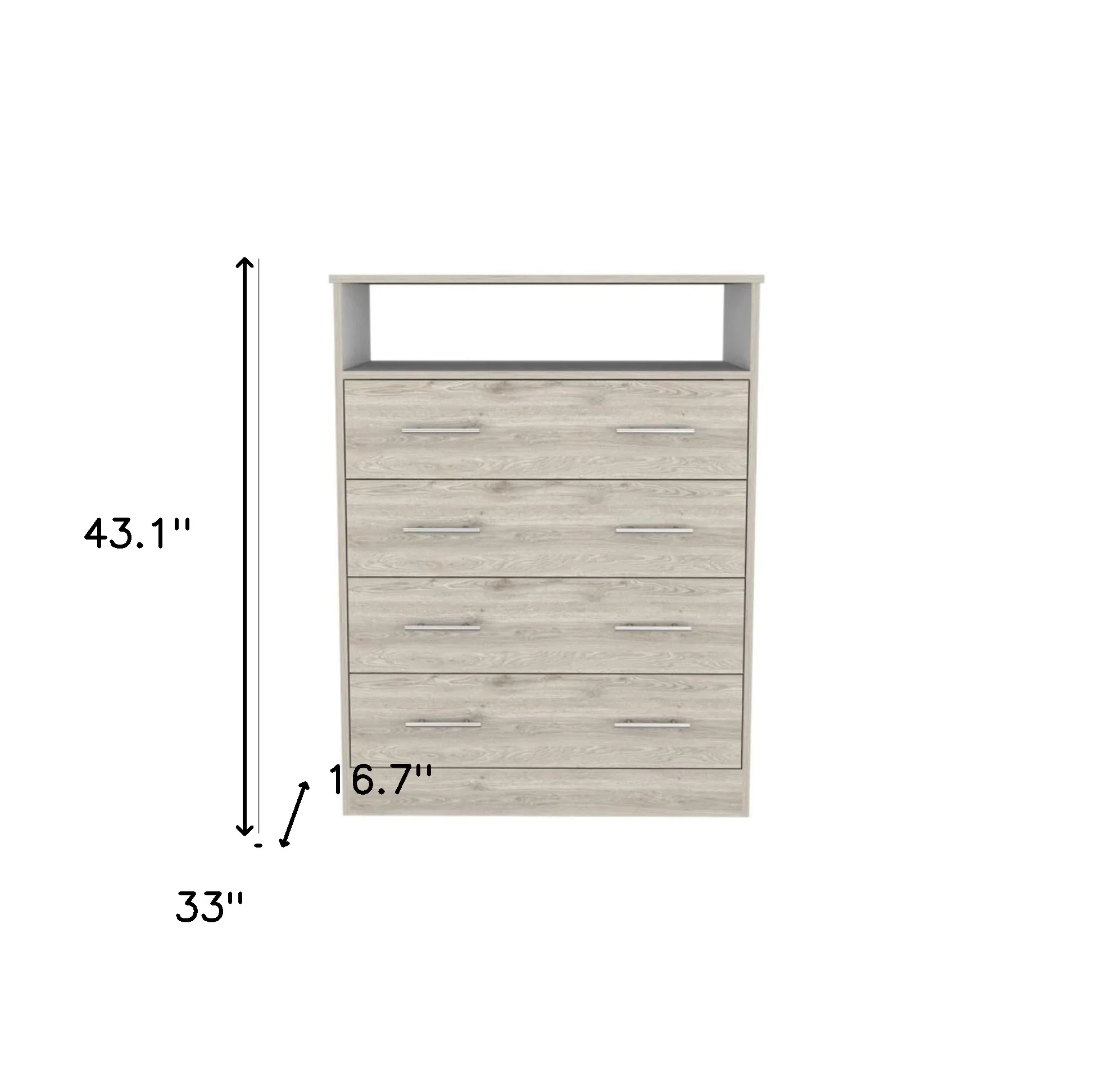 Light Grey Manufactured Wood Four Drawer Dresser By Homeroots - Image 6