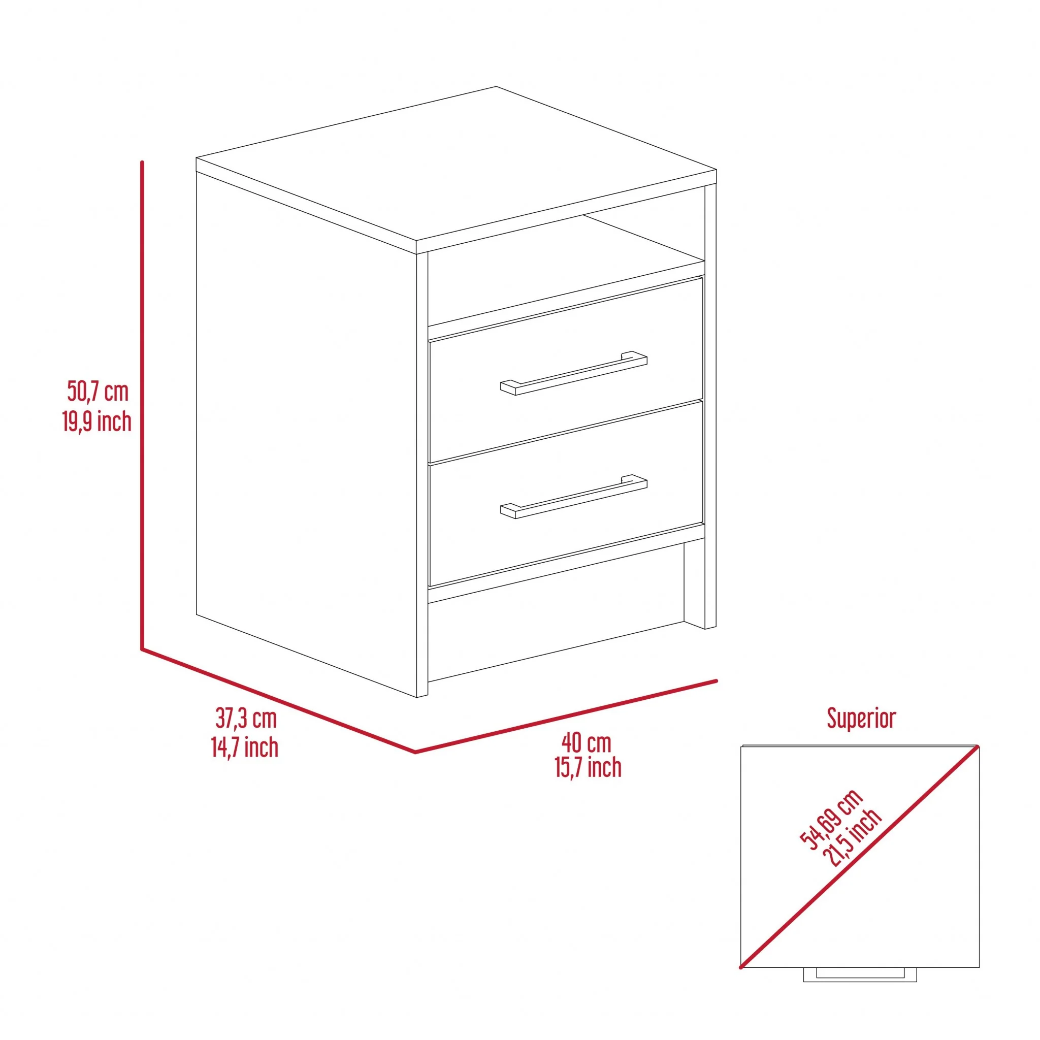 Light Grey Open Compartment Two Drawer Nightstand By Homeroots - Image 20