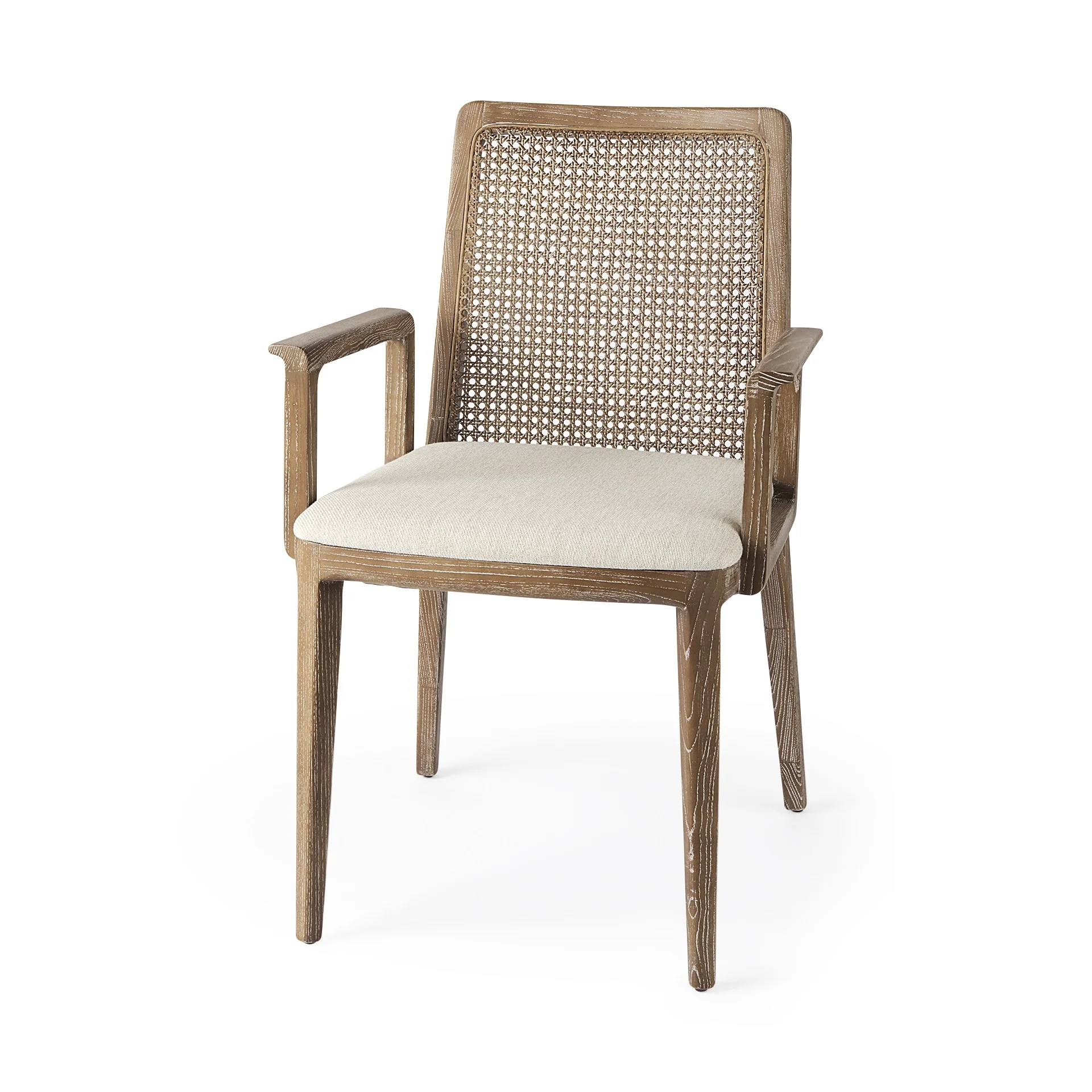 Light Natural And Cream Uholstery And Cane Dining Armchair By Homeroots