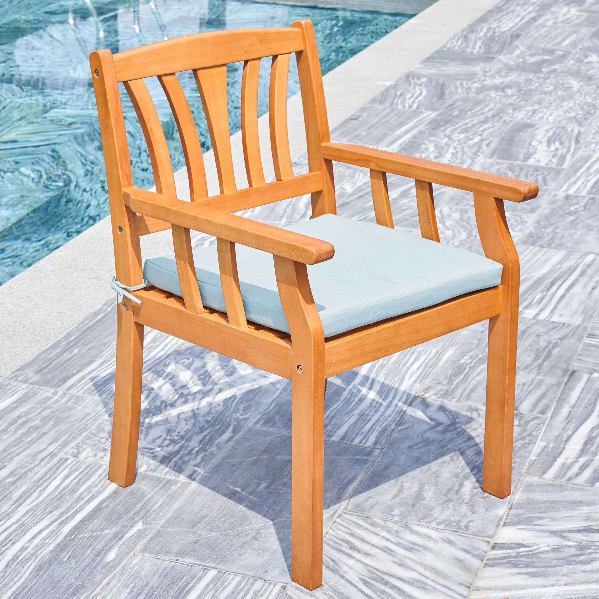 Light Wood Dining Armchair with Vertical Slats By Homeroots