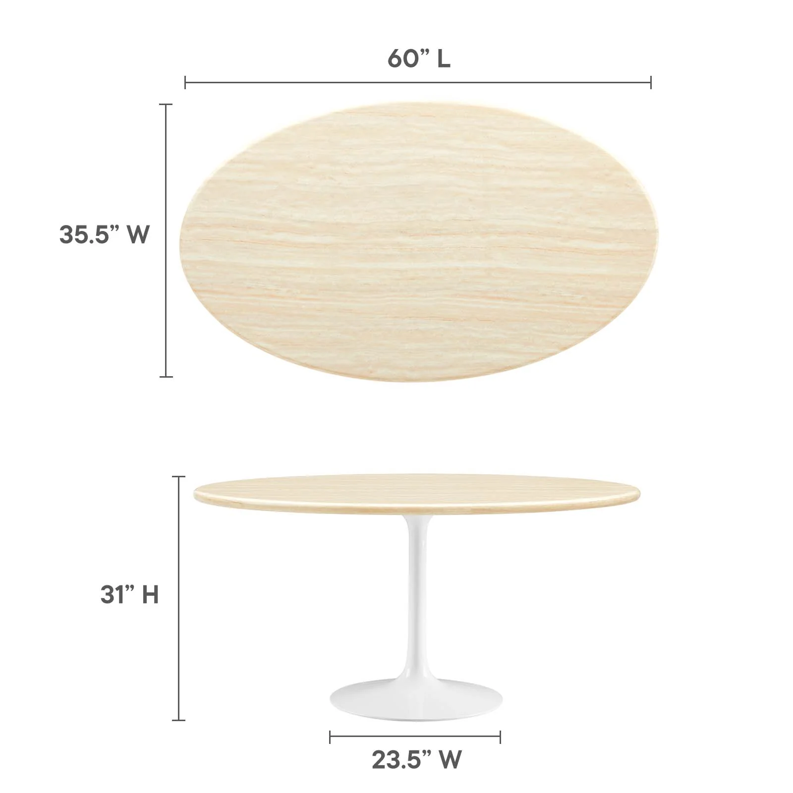 Lippa 60” Oval Artificial Travertine  Dining Table By Modway - EEI-6757 - Image 7