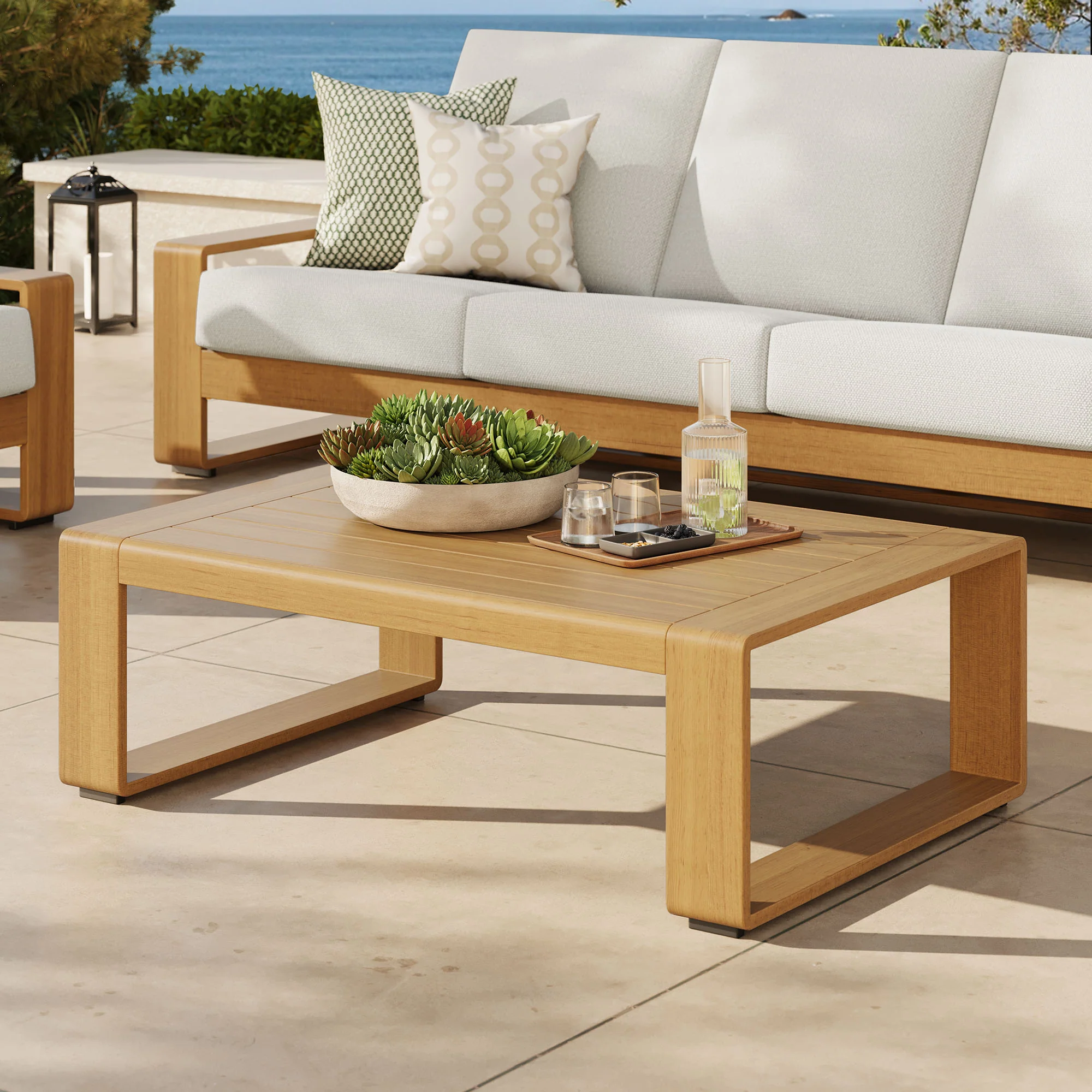 Lirienne Outdoor Patio Aluminum Faux Wood Coffee Table by Modway
